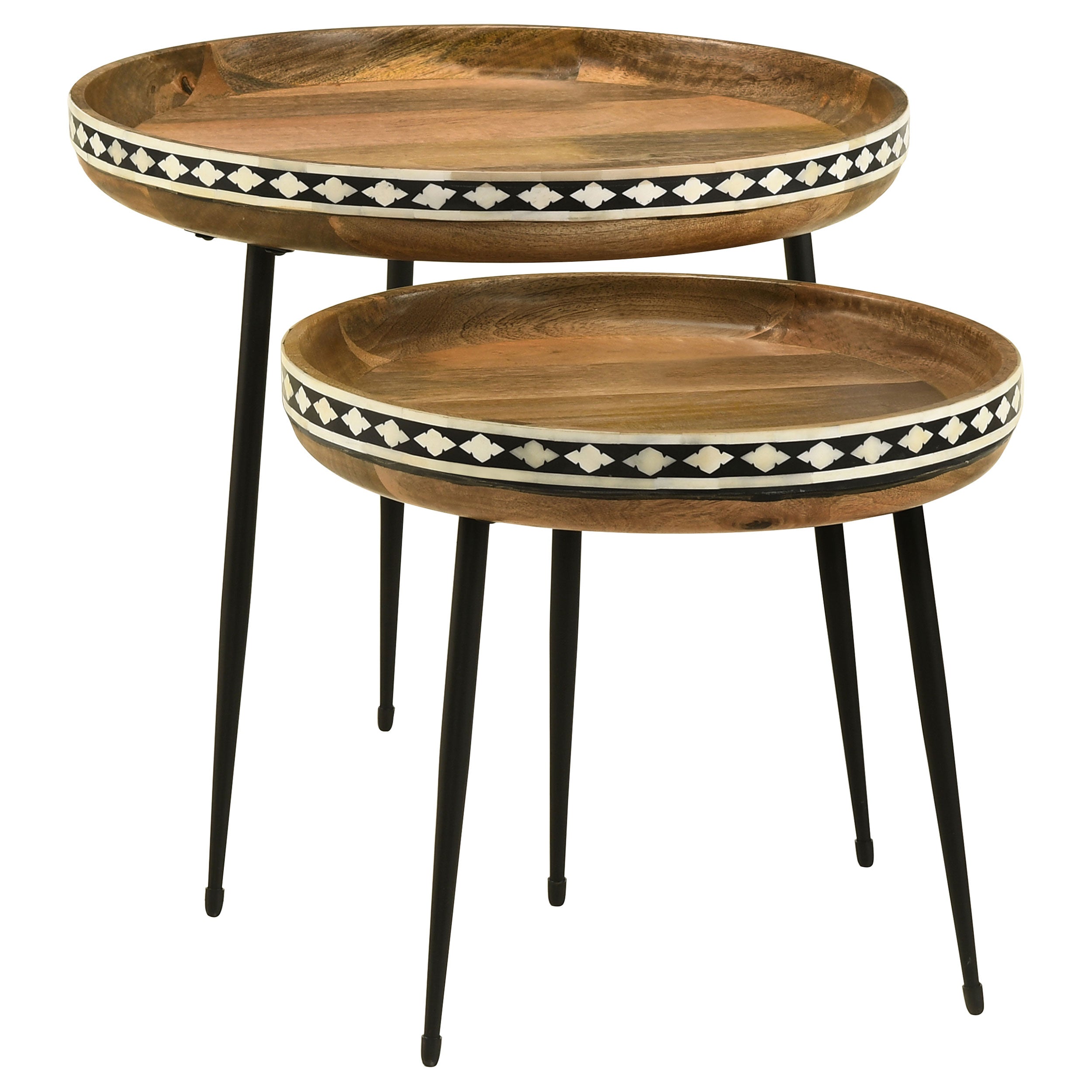 Dar Furniture - Coaster - Ollie 2-piece Solid Wood Bone Inlay Nesting Table Natural - 930193