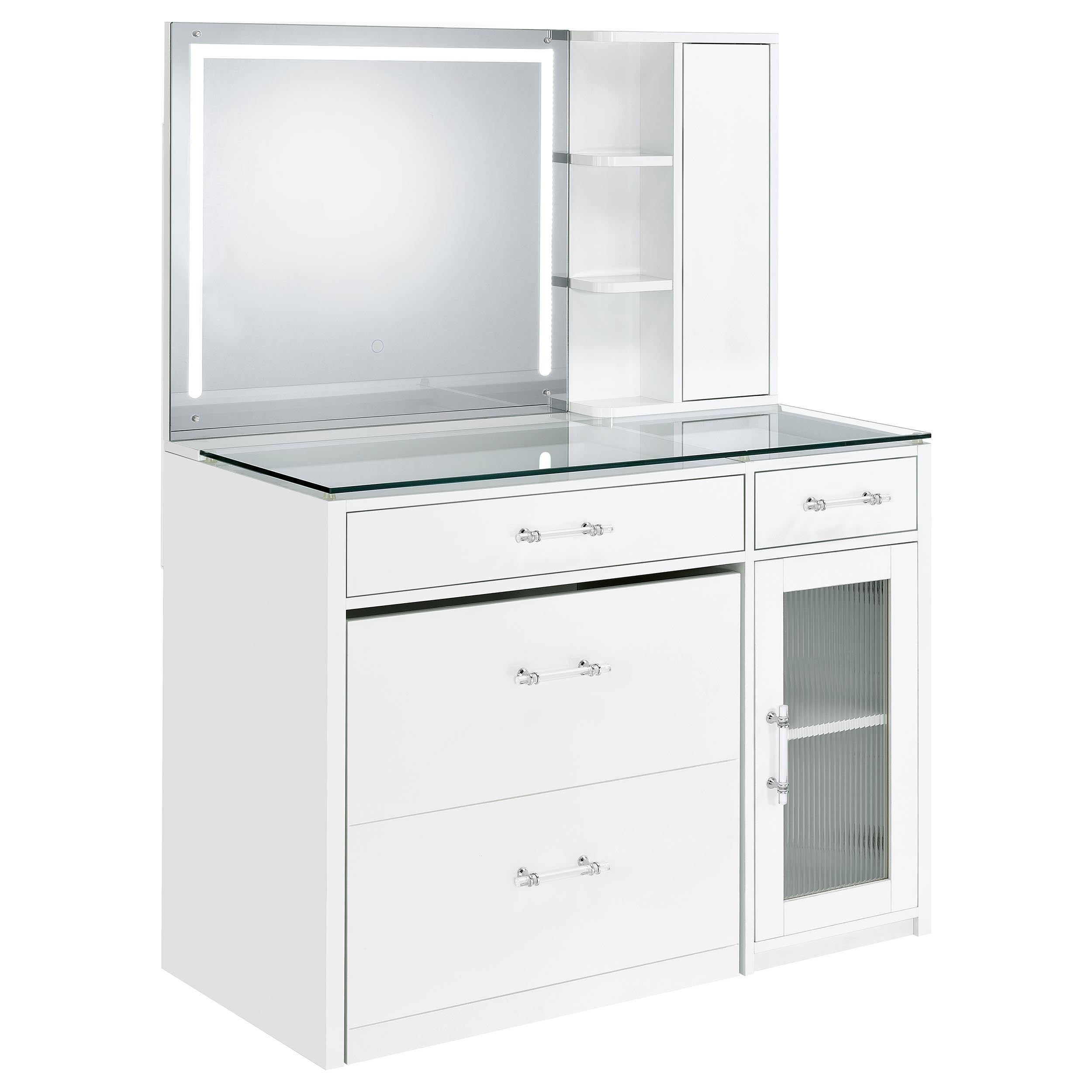 Dar Furniture - Coaster - Flora 2-drawer Vanity Set with LED Mirror White High Gloss - 930218