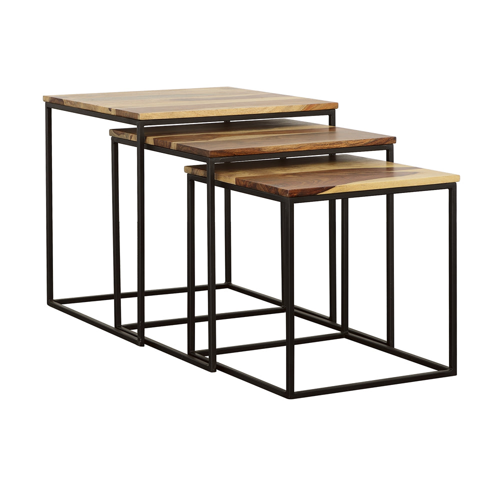 Dar Furniture - Coaster - Belcourt 3-piece Square Nesting Tables Natural and Black - 931182