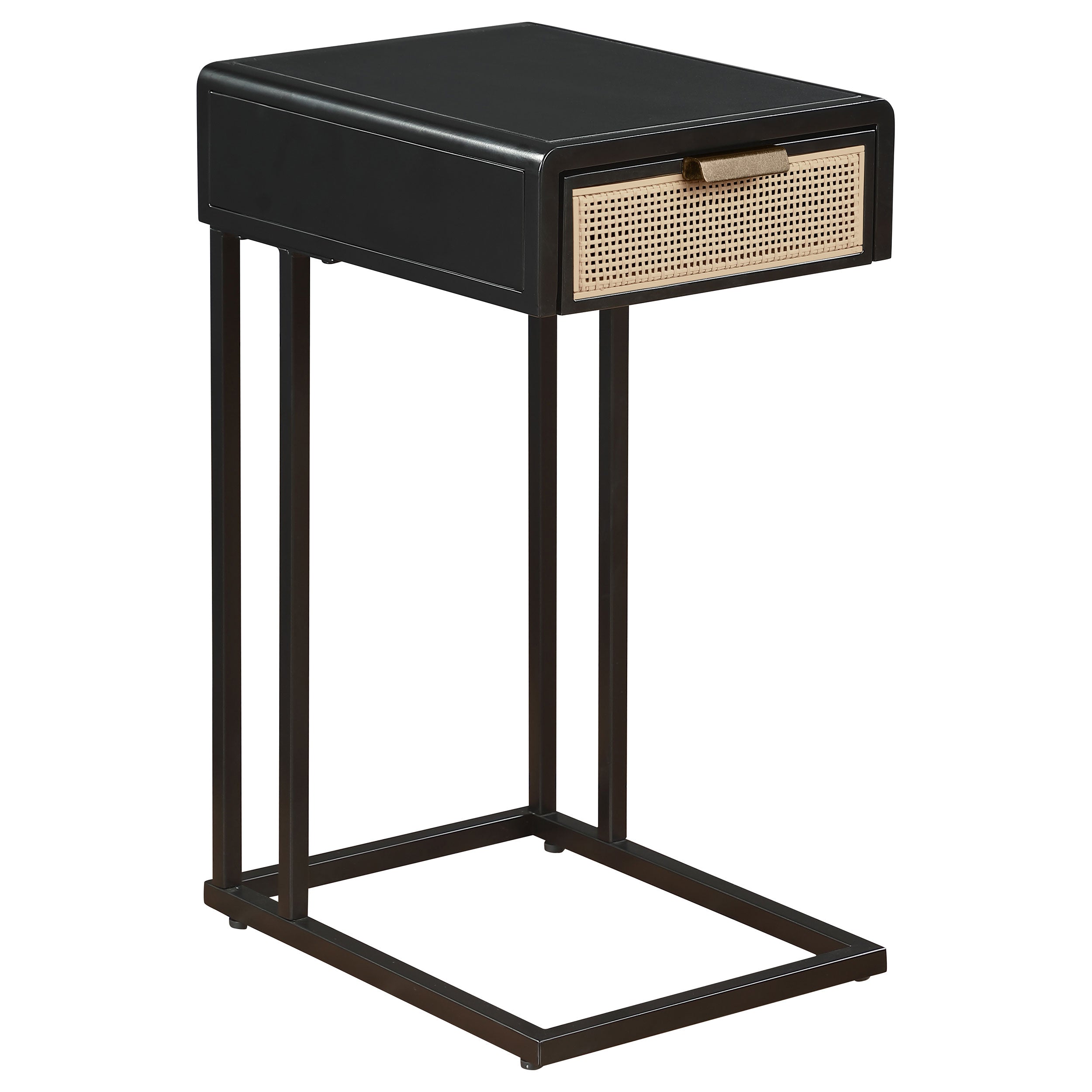 Dar Furniture - Coaster - Amherst 1-drawer Radio Weave Cane Metal Side Table Black - 931631