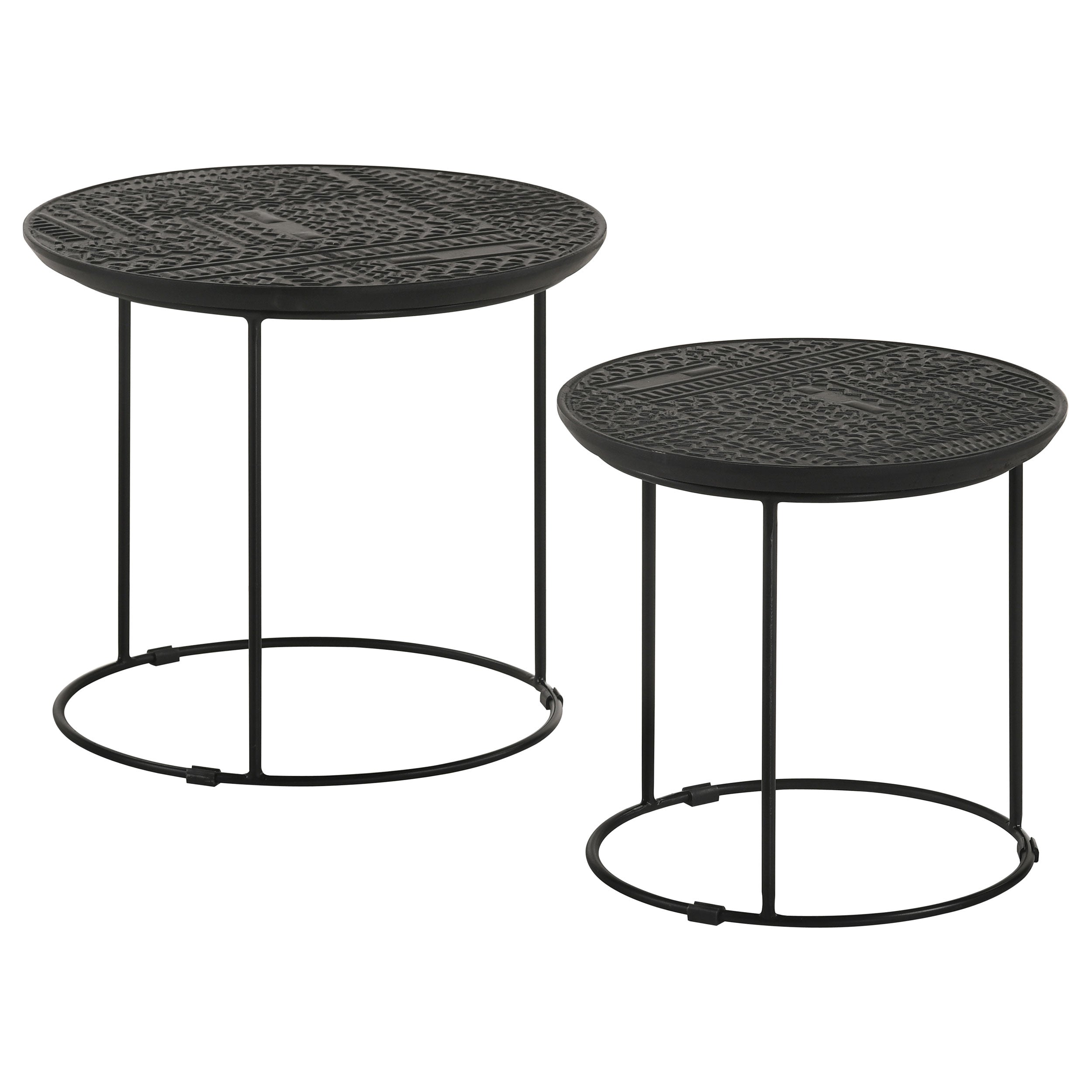 Dar Furniture - Coaster - Loannis 2-piece Round Mango Wood Nesting Table Matte Black - 935842
