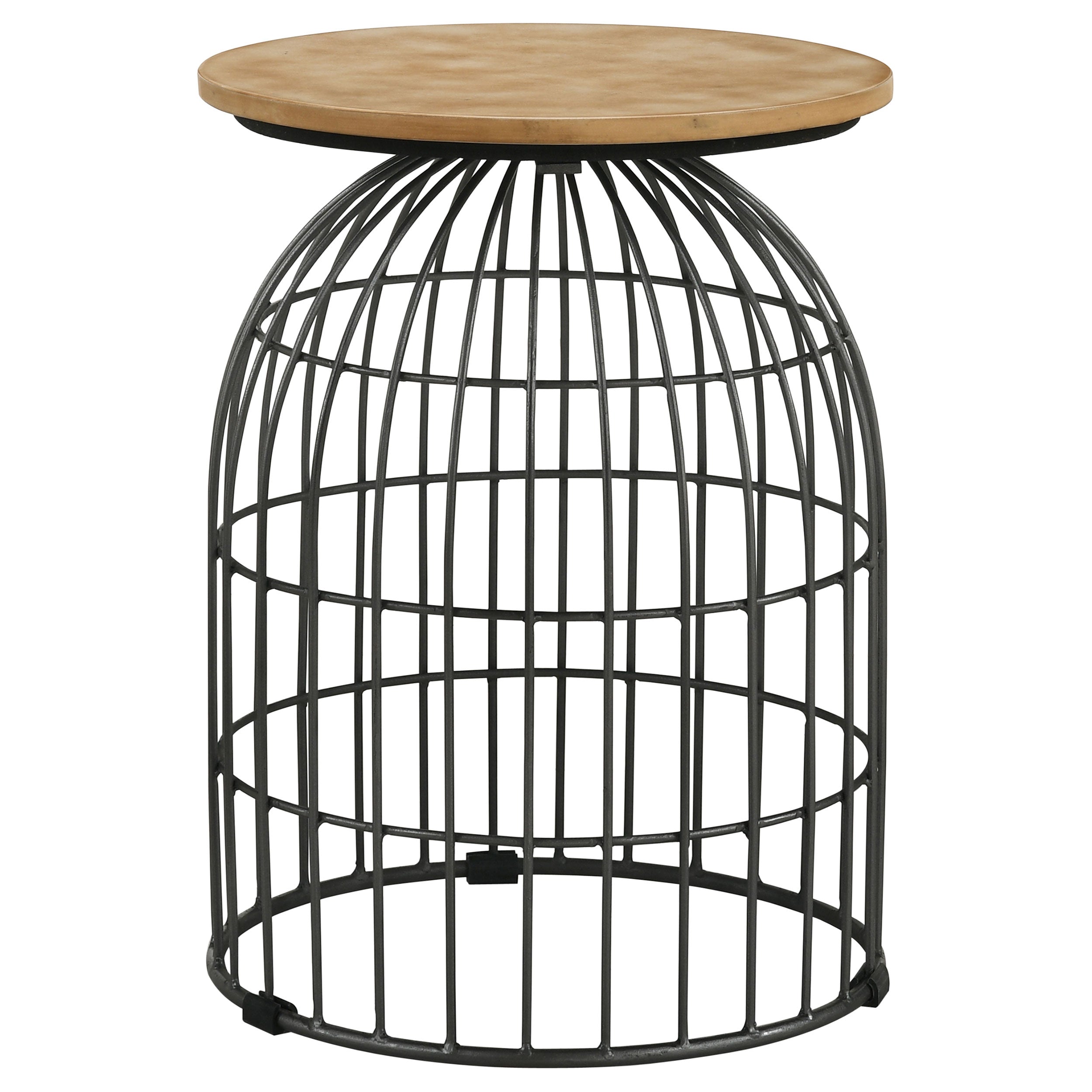 Dar Furniture - Coaster - Bernardo Round Wire Frame Side Table Natural and Gunmetal - 935860