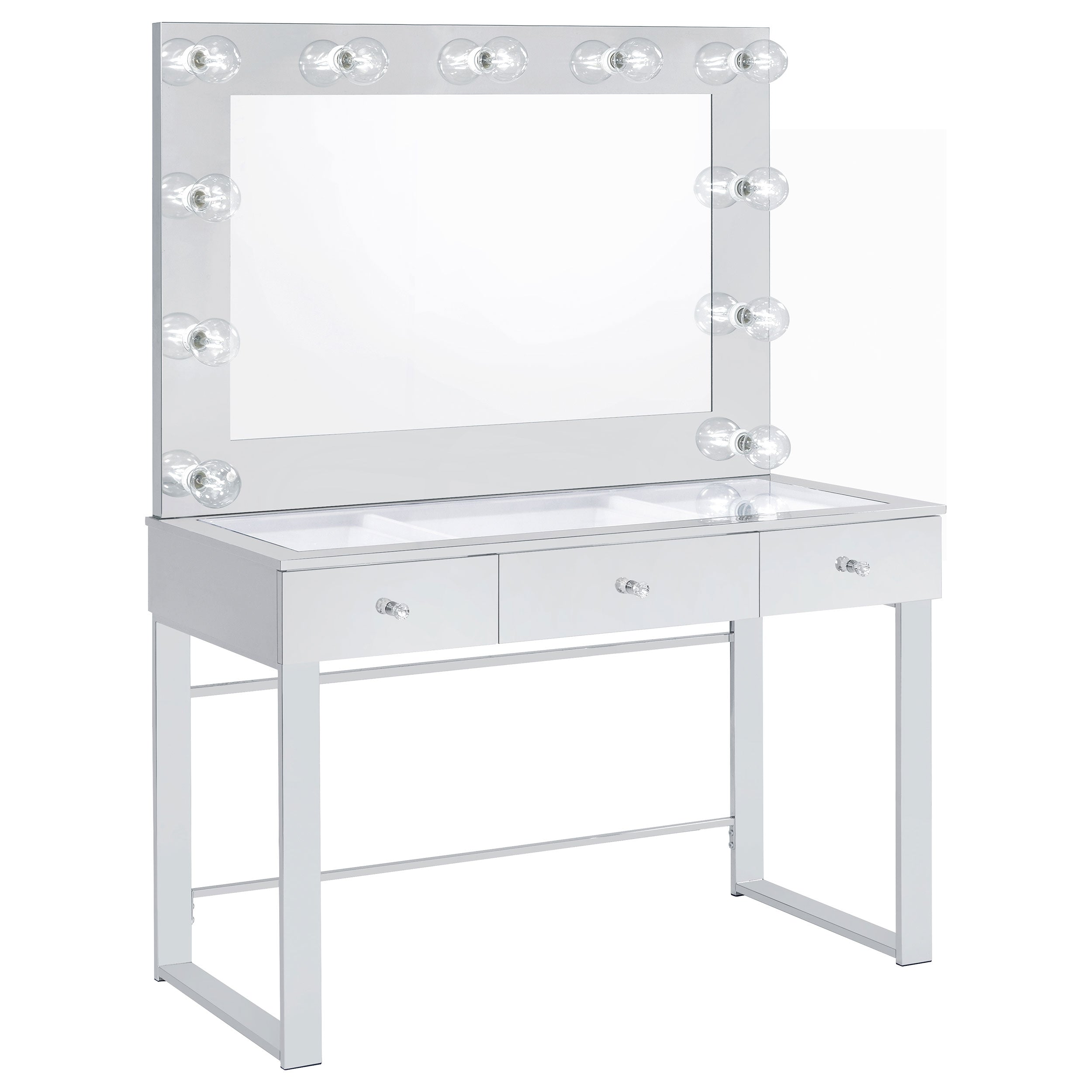 Dar Furniture - Coaster - Umbridge 3-drawer Vanity Set with Lighting Chrome and White - 935934