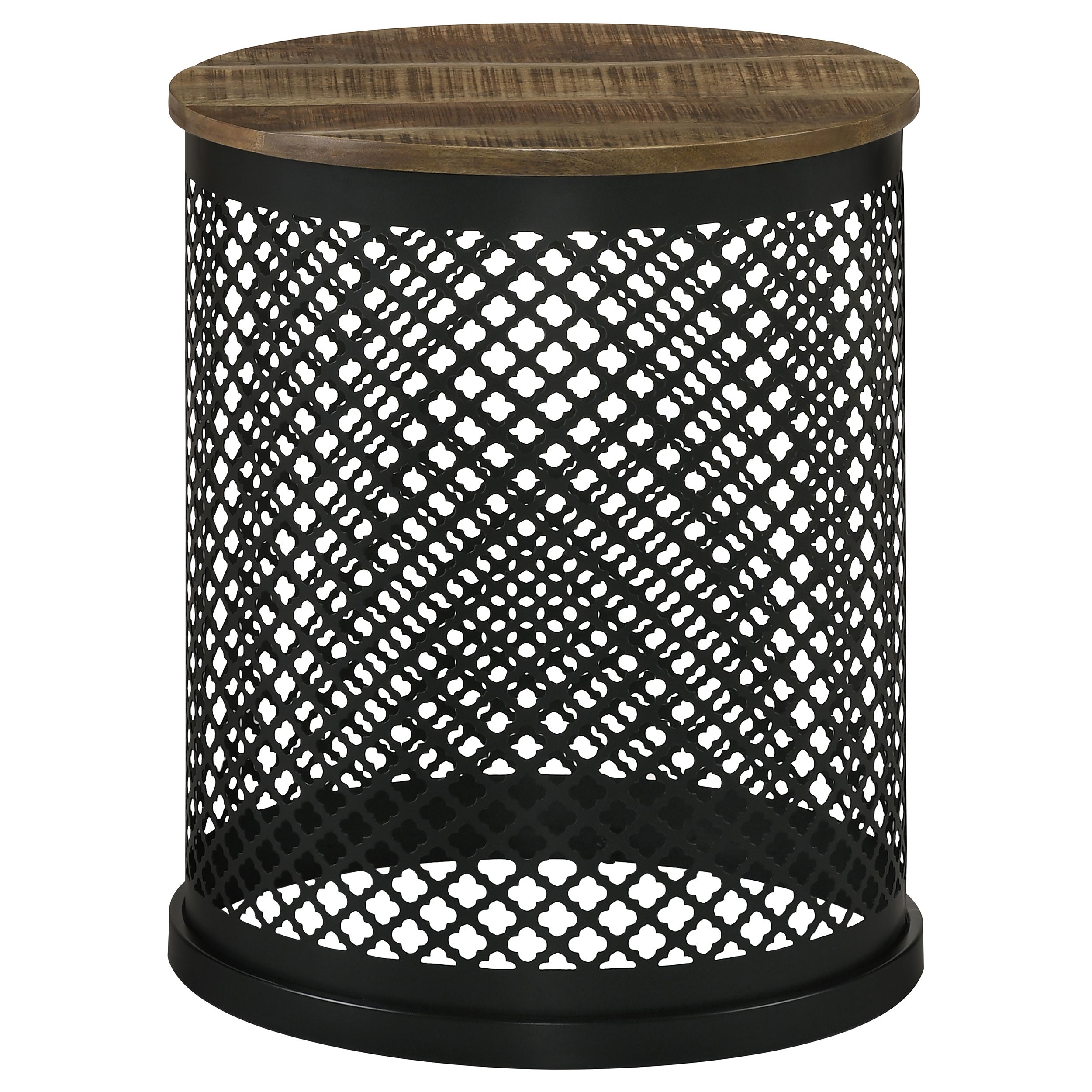 Dar Furniture - Coaster - Aurora Round Drum Base Accent Side Table Natural and Black - 935990