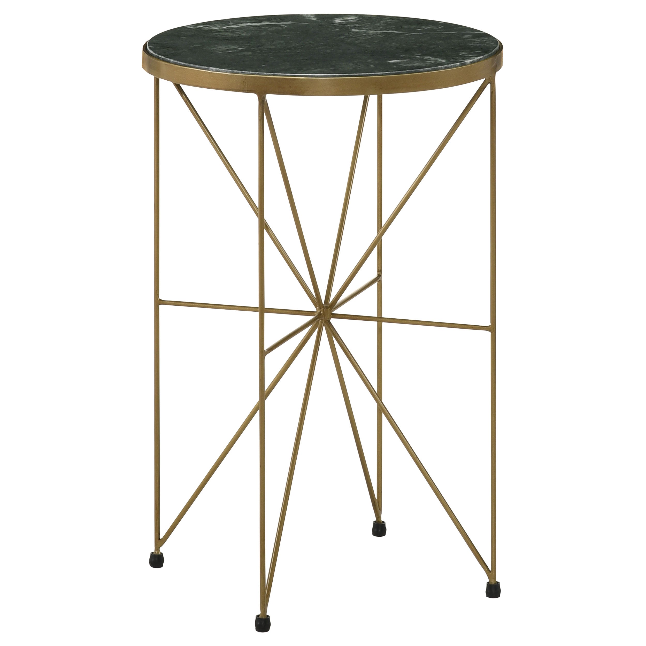 Dar Furniture - Coaster - Eliska Round Green Marble Top Accent Side Table Antique Gold - 936061