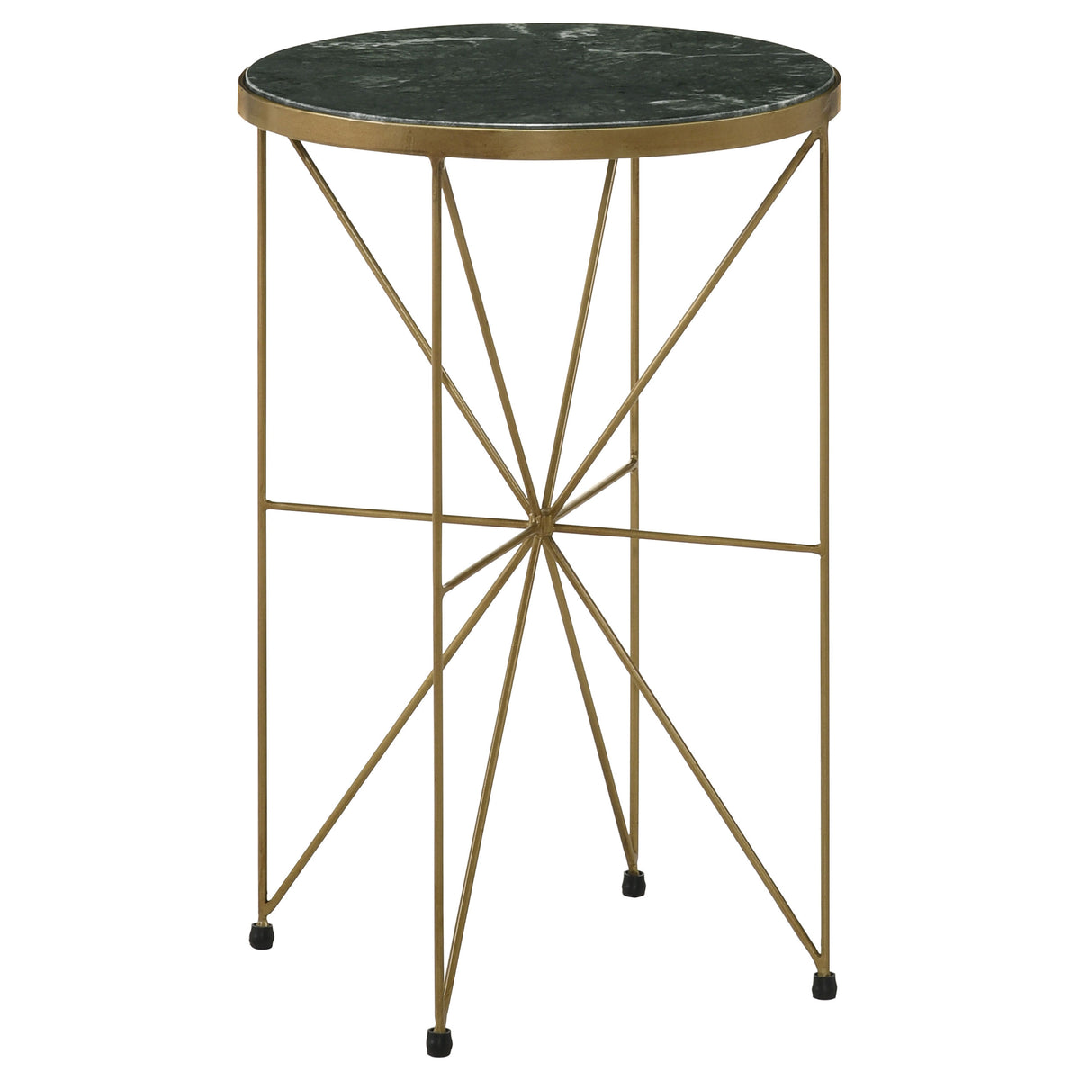 Dar Furniture - Coaster - Eliska Round Green Marble Top Accent Side Table Antique Gold - 936061
