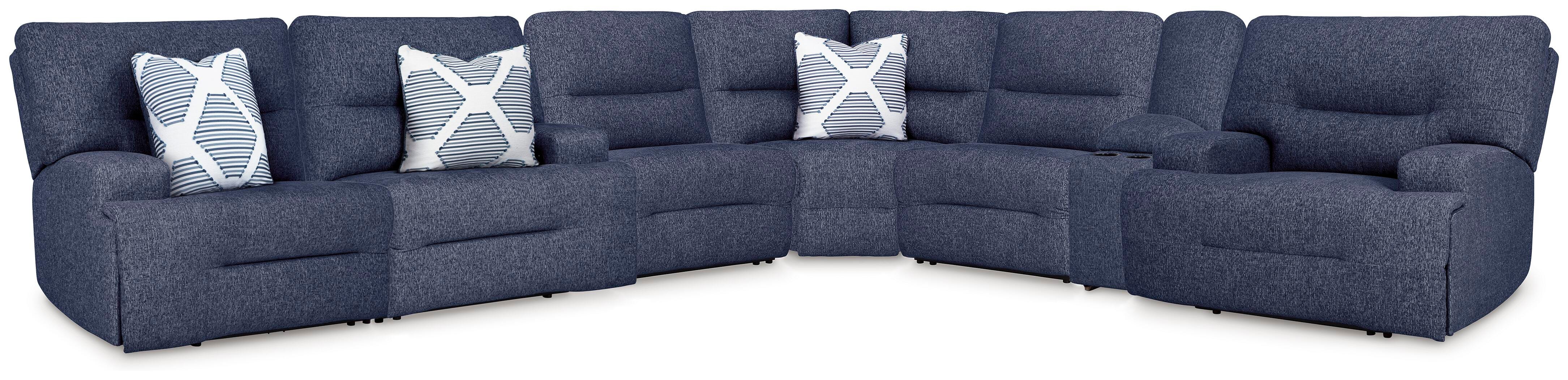Dar Furniture - Ashley Furniture - Acklen Place 7-Piece Power Reclining Sectional - 7-Piece Power Reclining Sectional / Navy - 93607S8