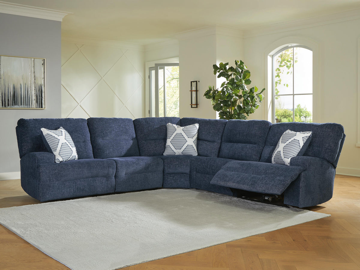 Dar Furniture - Ashley Furniture - Acklen Place 5-Piece Power Reclining Sectional - 5-Piece Power Reclining Sectional / Navy - 93607S3