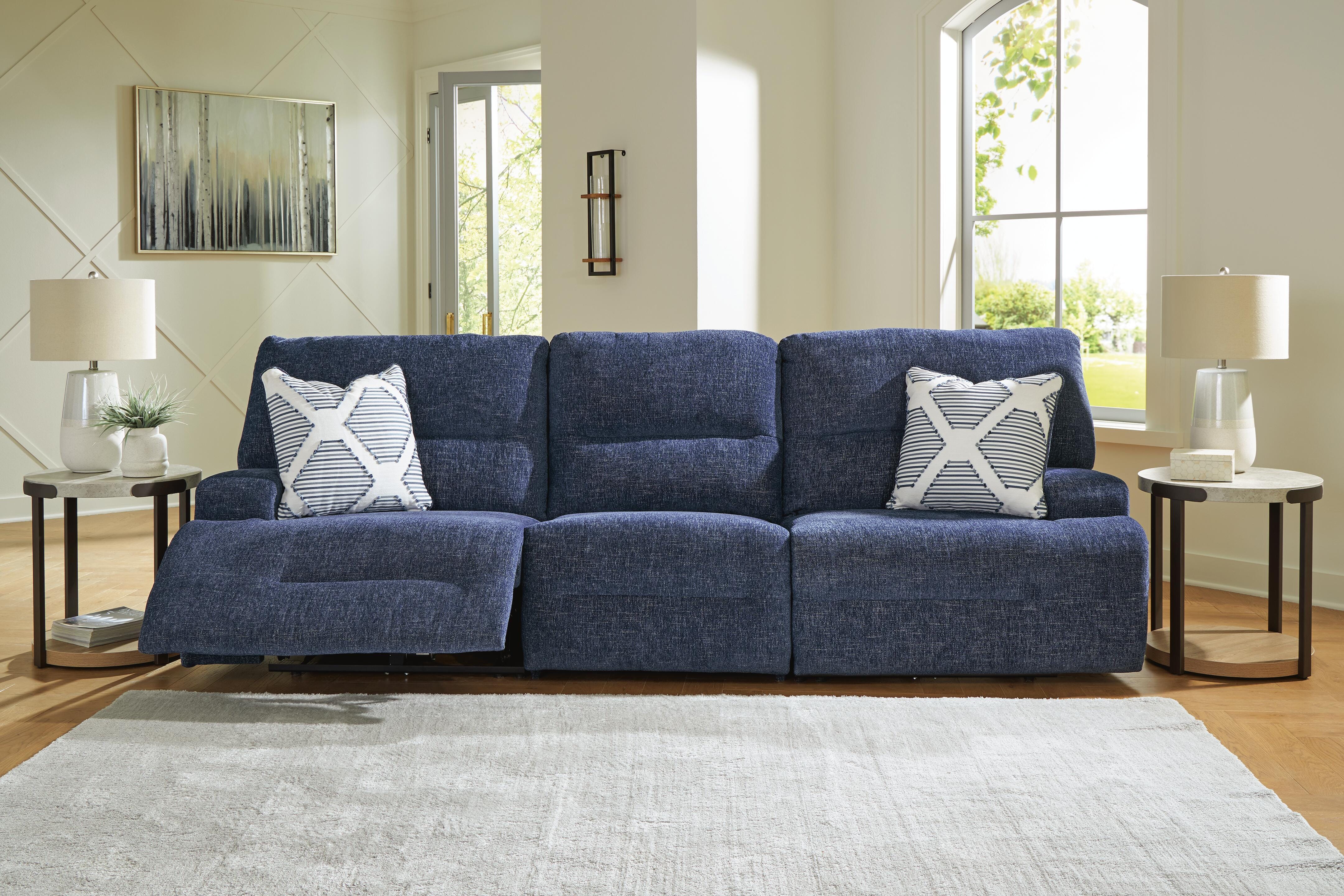 Dar Furniture - Ashley Furniture - Acklen Place 3-Piece Power Reclining Sectional Sofa - 3-Piece Power Reclining Sectional Sofa / Navy - 93607S18
