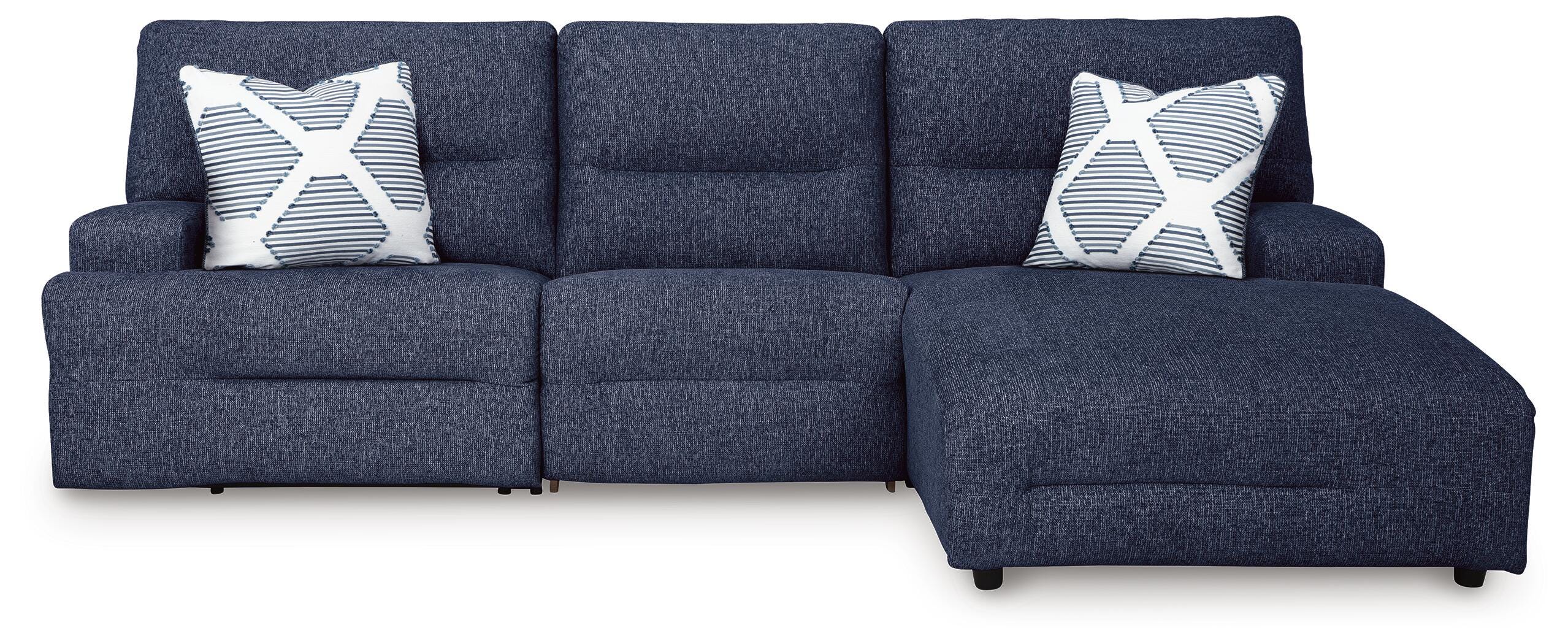 Dar Furniture - Ashley Furniture - Acklen Place 3-Piece Power Reclining Sectional - 3-Piece Power Reclining Sectional / Navy - 93607S6