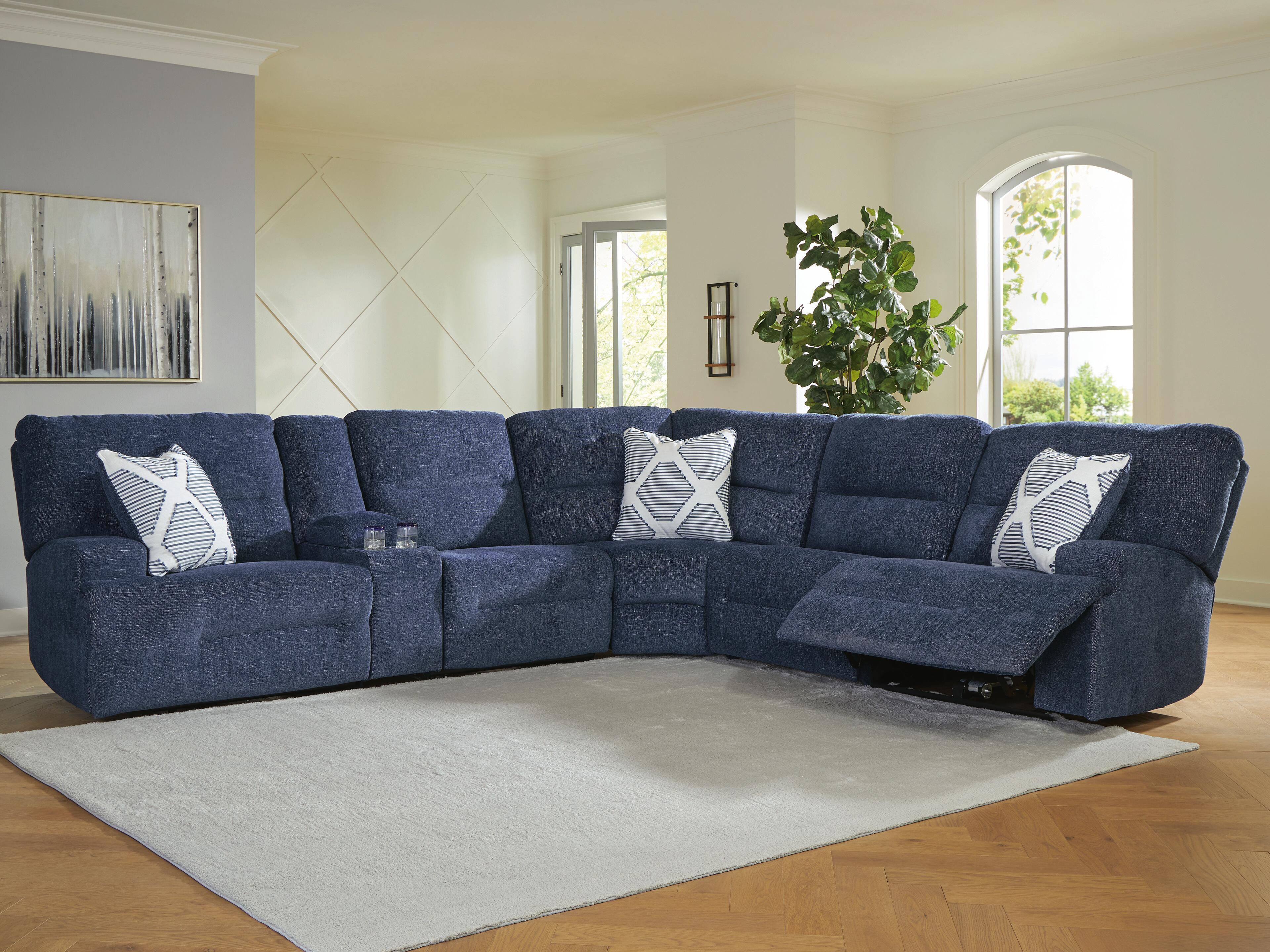 Dar Furniture - Ashley Furniture - Acklen Place 6-Piece Power Reclining Sectional - 6-Piece Power Reclining Sectional / Navy - 93607S15