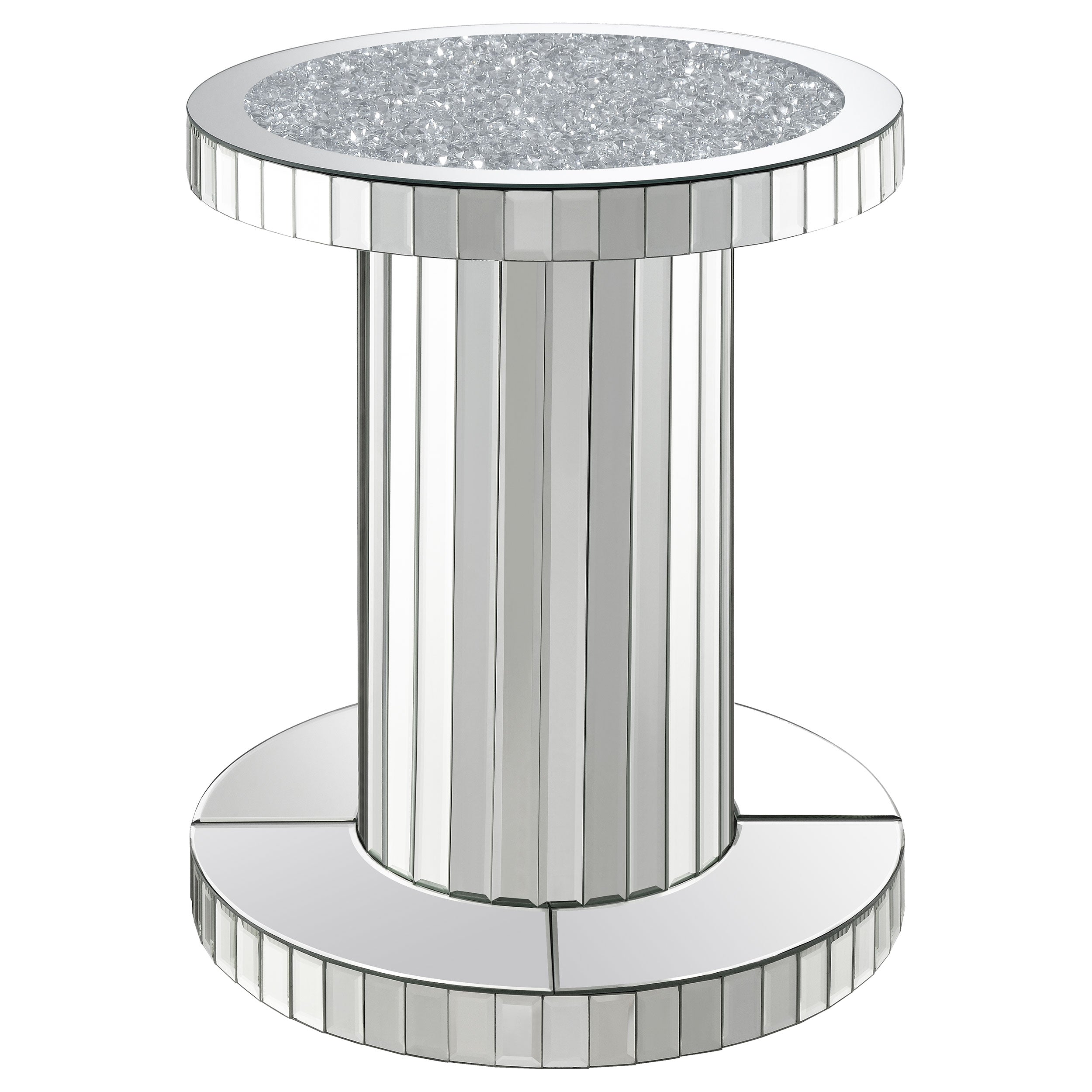 Dar Furniture - Coaster - Dorielle Round Mirrored Acrylic Crystal Side Table Silver - 936125