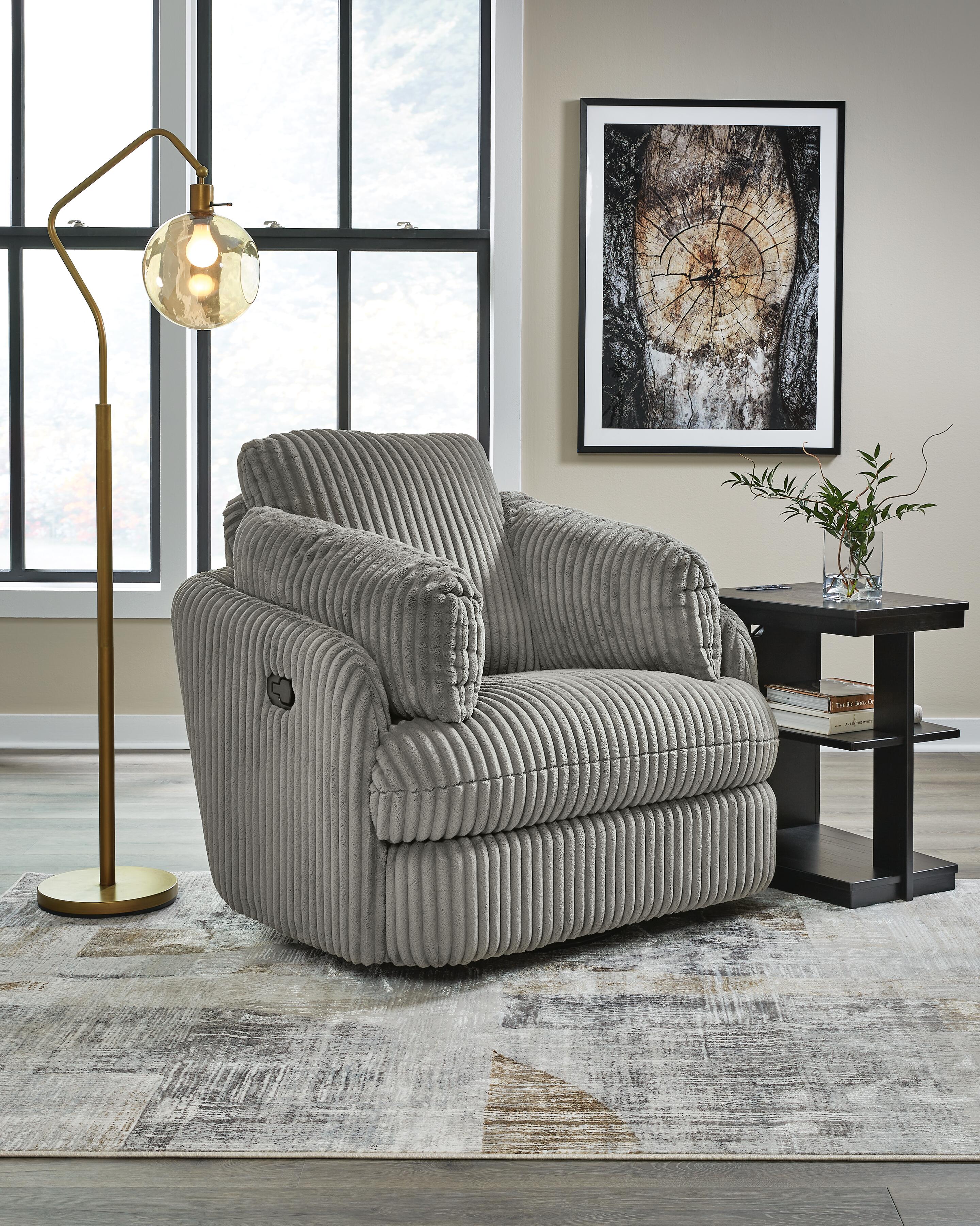 Dar Furniture - Ashley Furniture - Tie-Breaker Swivel Glider Recliner - Swivel Glider Recliner / Fog - 9490361