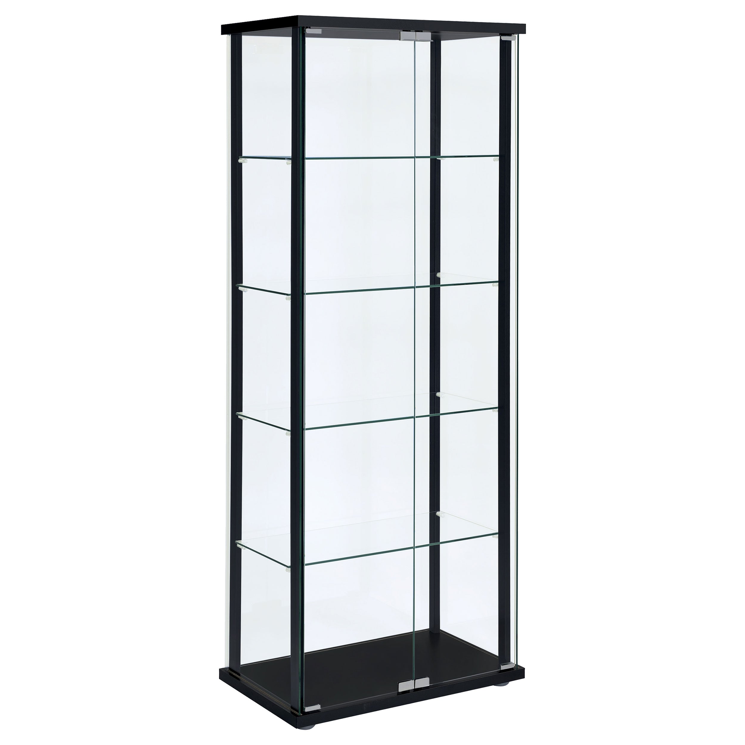 Dar Furniture - Coaster - Delphinium 4-Shelf Clear Glass Curio Display Cabinet Black - 950170