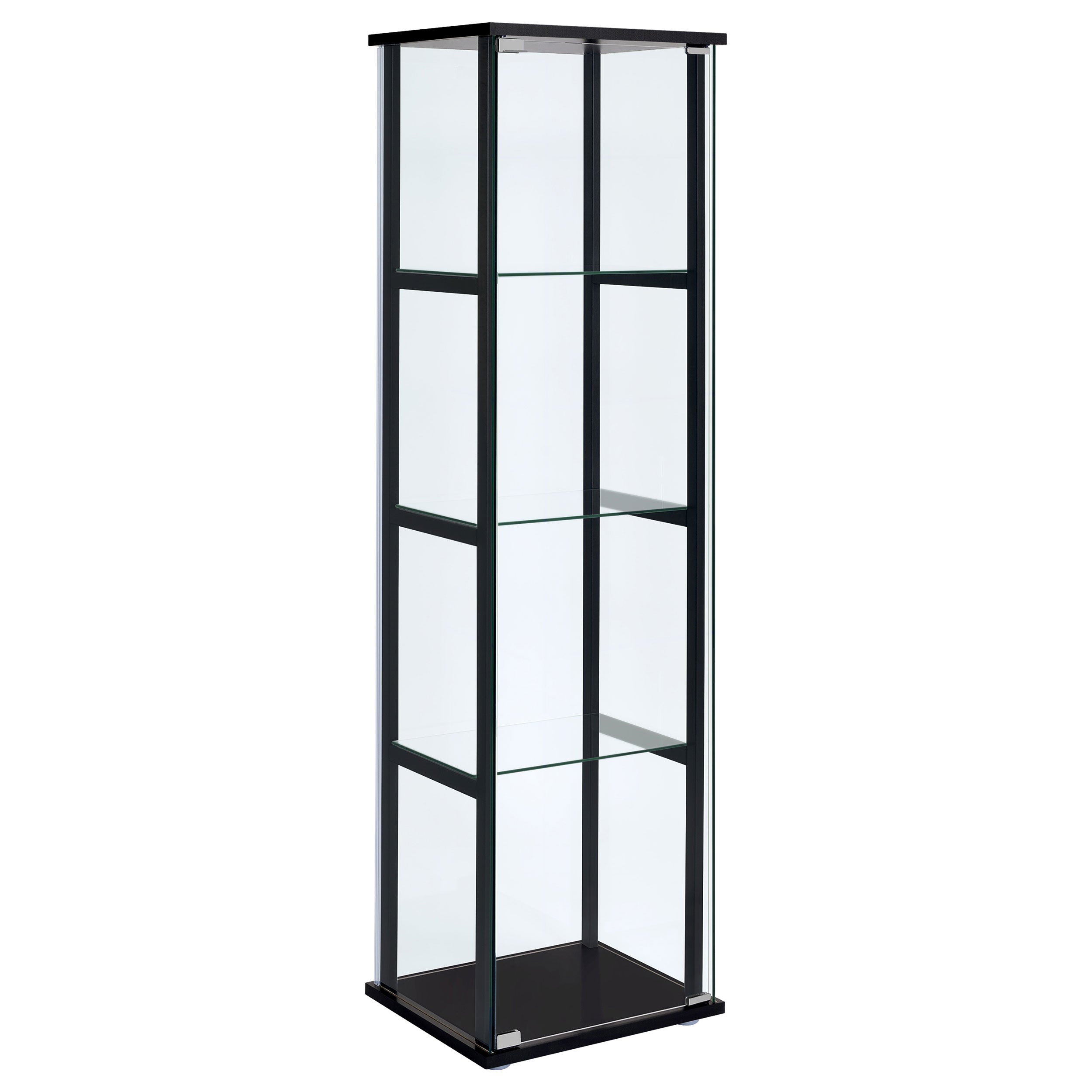 Dar Furniture - Coaster - Cyclamen 4-shelf Clear Glass Curio Display Cabinet Black - 950171