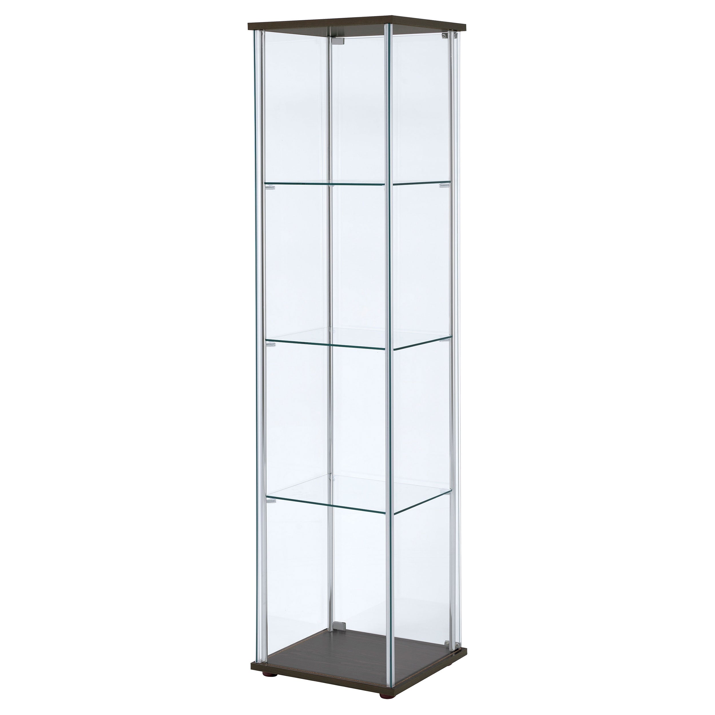 Bellatrix 3-shelf Clear Glass Curio Cabinet Cappuccino