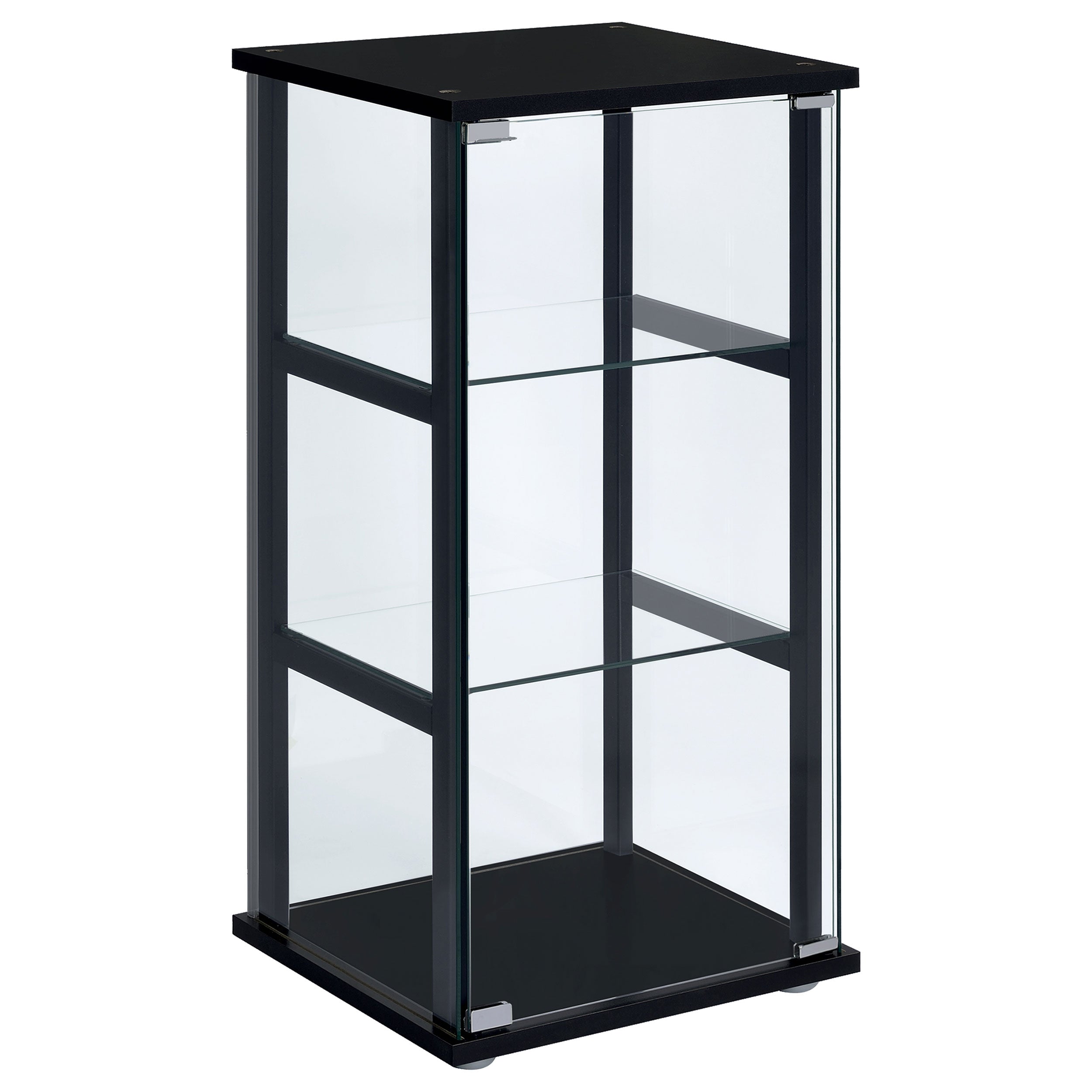Dar Furniture - Coaster - Cyclamen 3-shelf Clear Glass Curio Display Cabinet Black - 950179