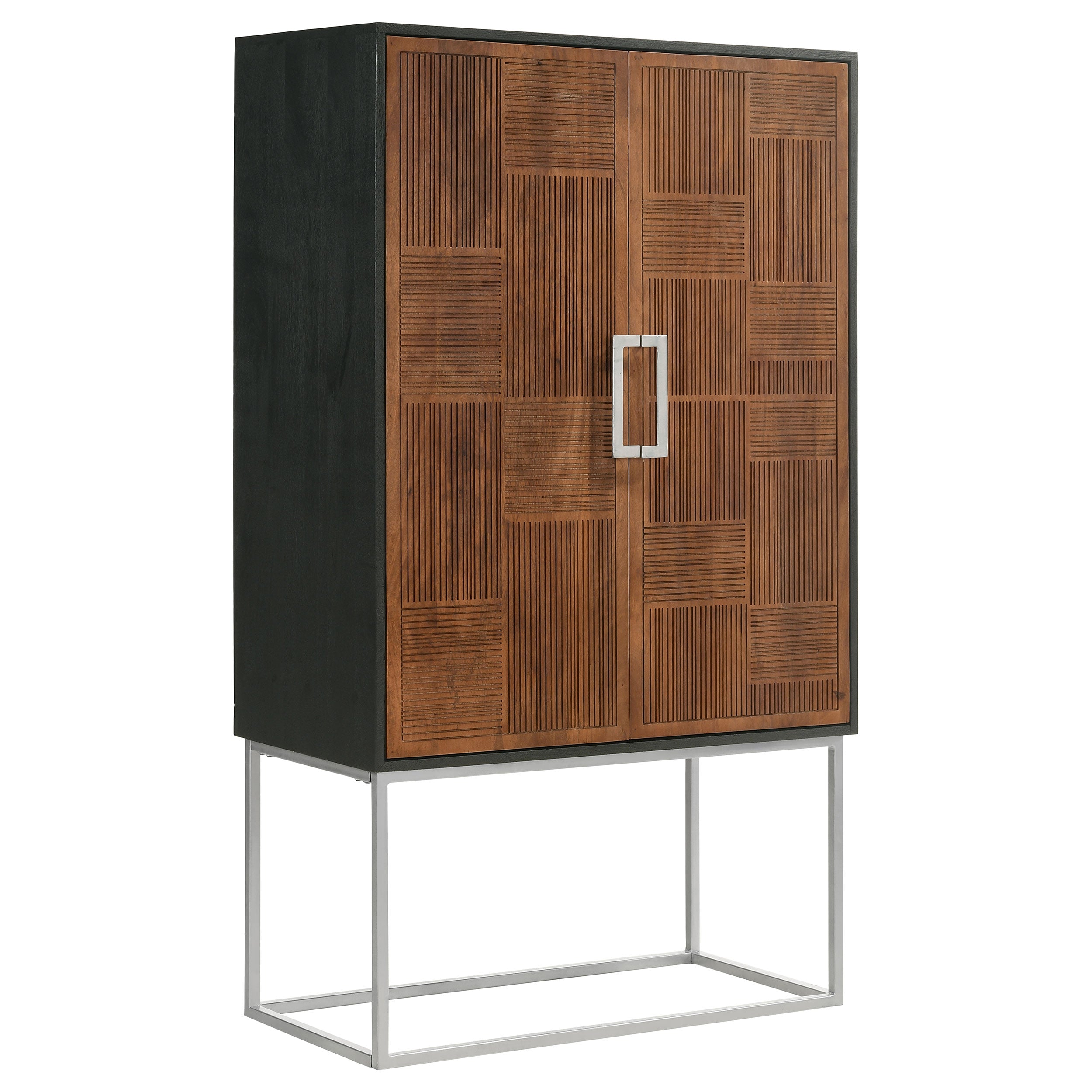 Dar Furniture - Coaster - Borman 2-door Home Bar Cabinet Wine Storage Walnut and Black - 950318