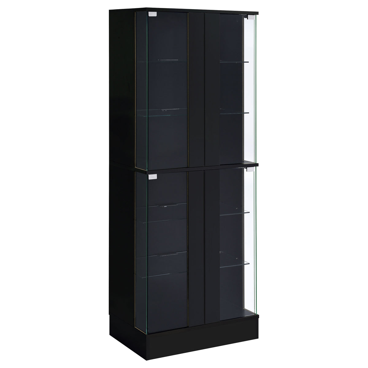 Dar Furniture - Coaster - Cabra 4-door LED Curio Display Cabinet Black High Gloss - 950398