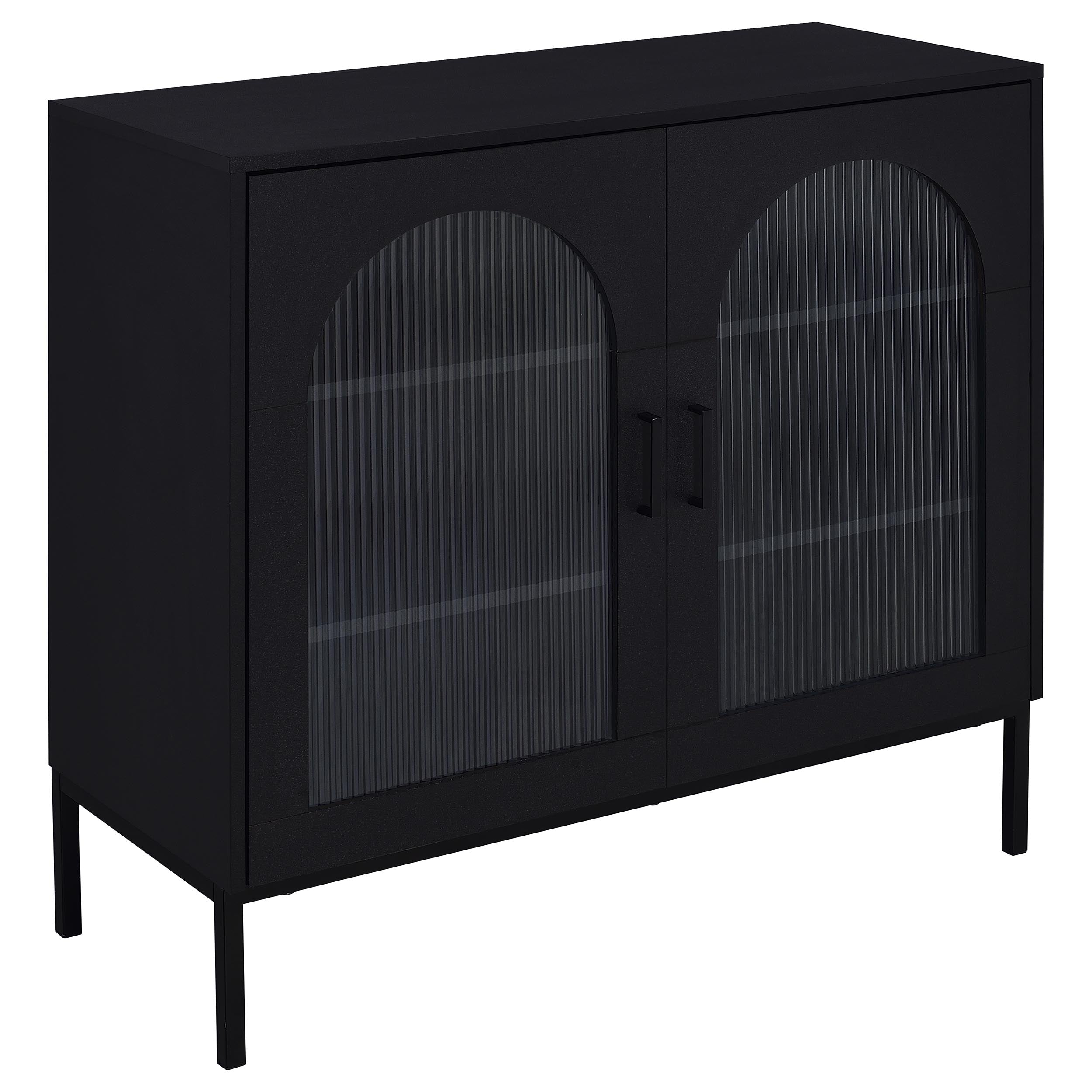 Dar Furniture - Coaster - Jess 2-door Arched Fluted Glass Accent Cabinet Black - 950420