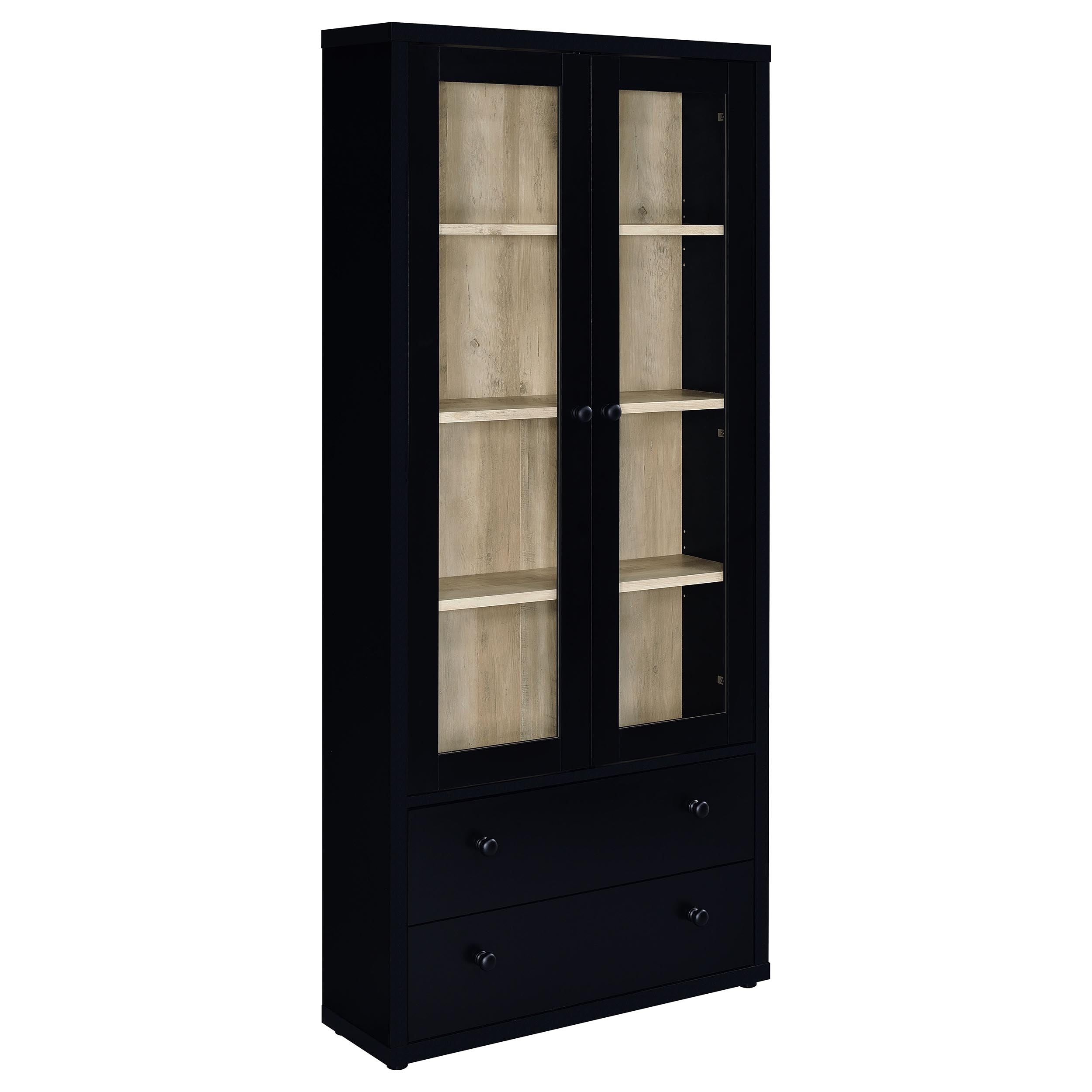 Dar Furniture - Coaster - Hawthorne 4-shelf Glass Door Cabinet with Drawers Black - 953478