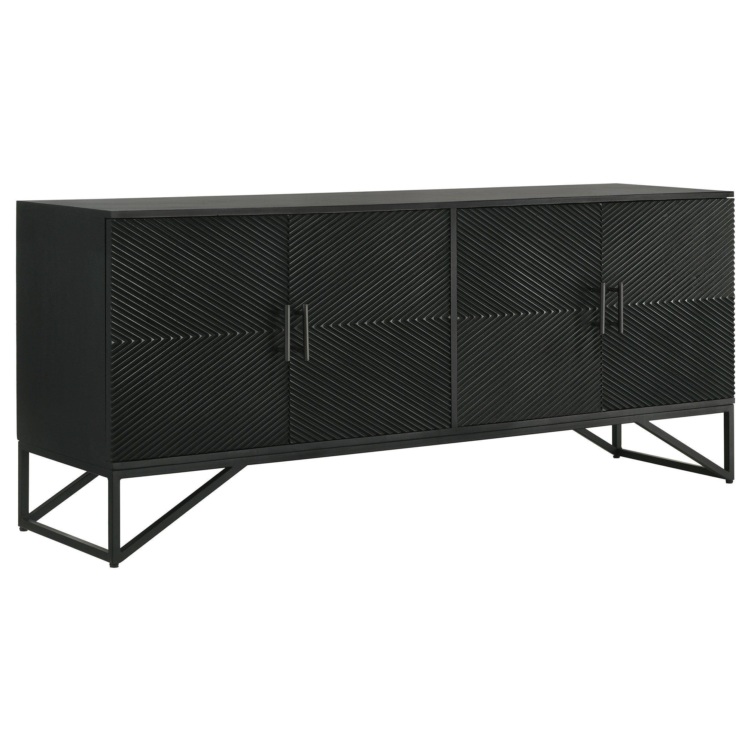 Dar Furniture - Coaster - Riddell 4-door Wood Reeding Accent Cabinet Matte Black - 959631