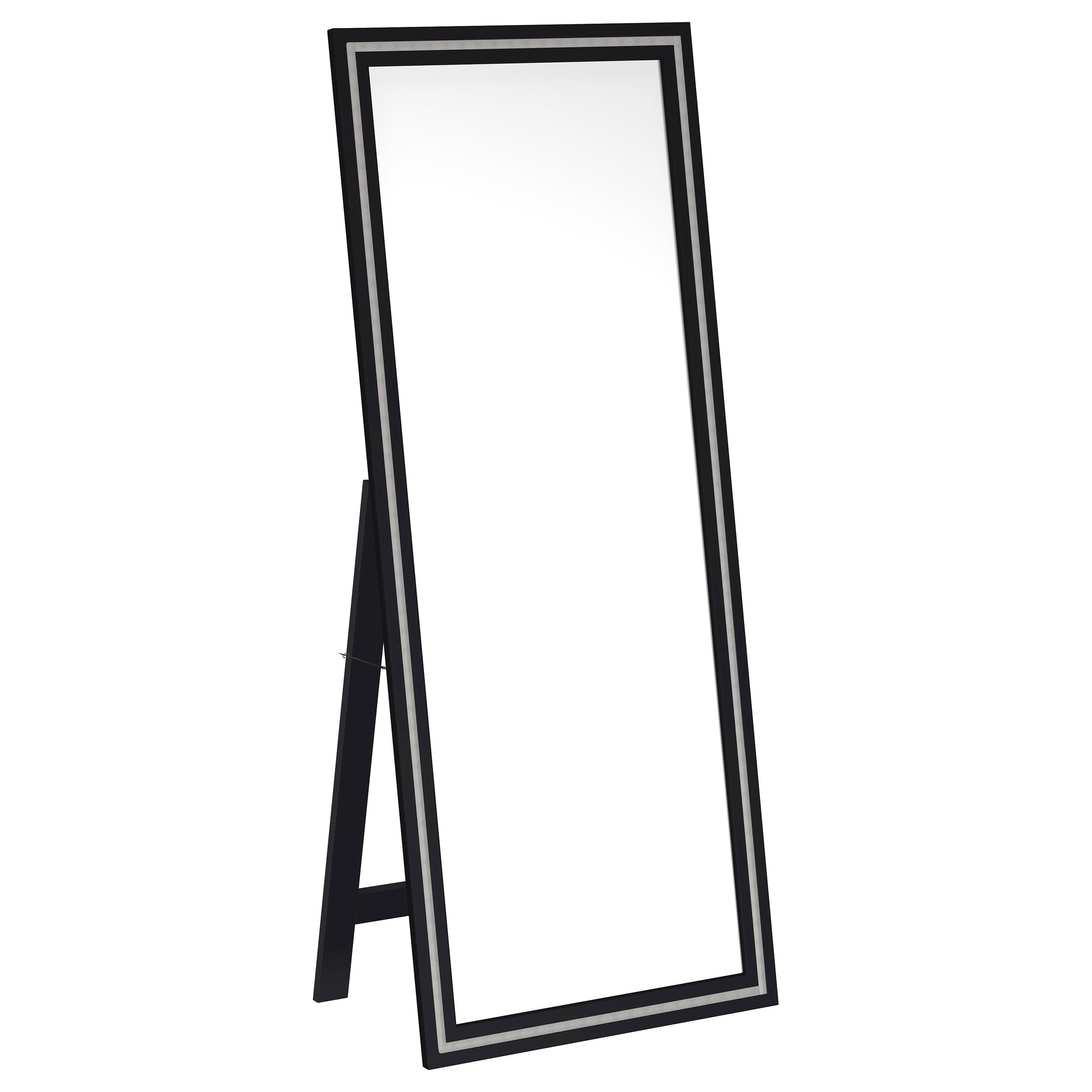 Dar Furniture - Coaster - Windrose 28 x 67 Inch Tempered LED Standing Mirror Black - 960962