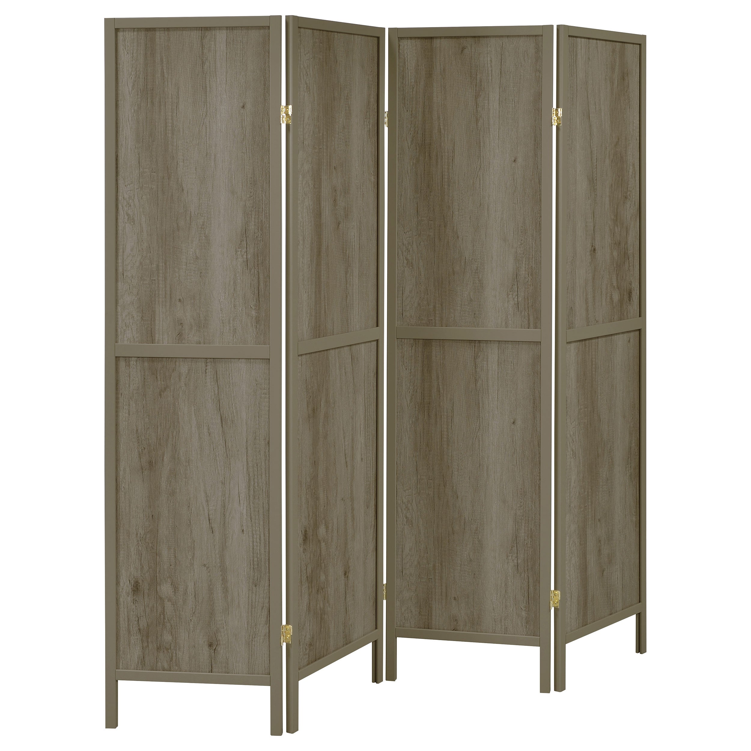 Dar Furniture - Coaster - Deepika 4-Panel Room Divider Folding Screen Grey Driftwood - 961415