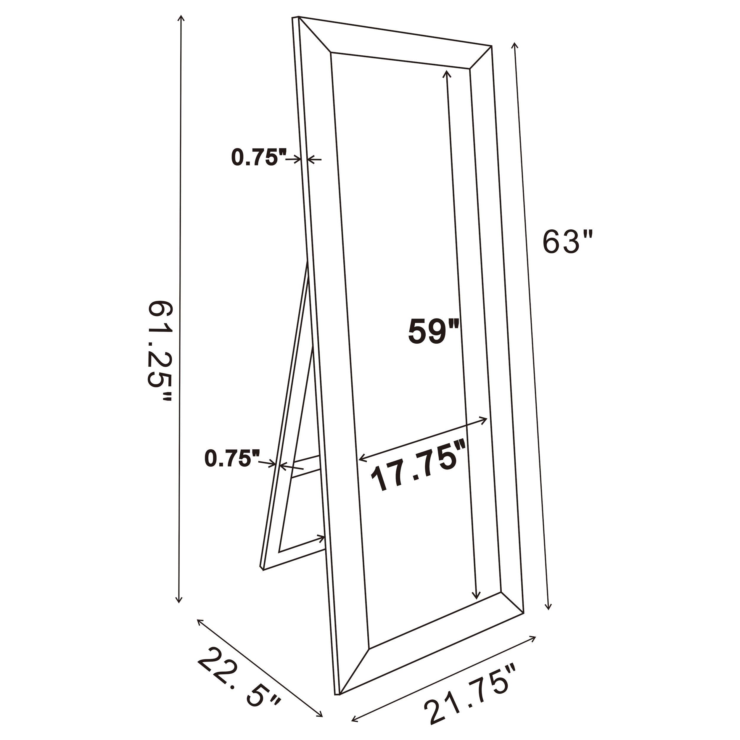 Soline 22 x 61 Inch Framed Standing Floor Mirror Silver