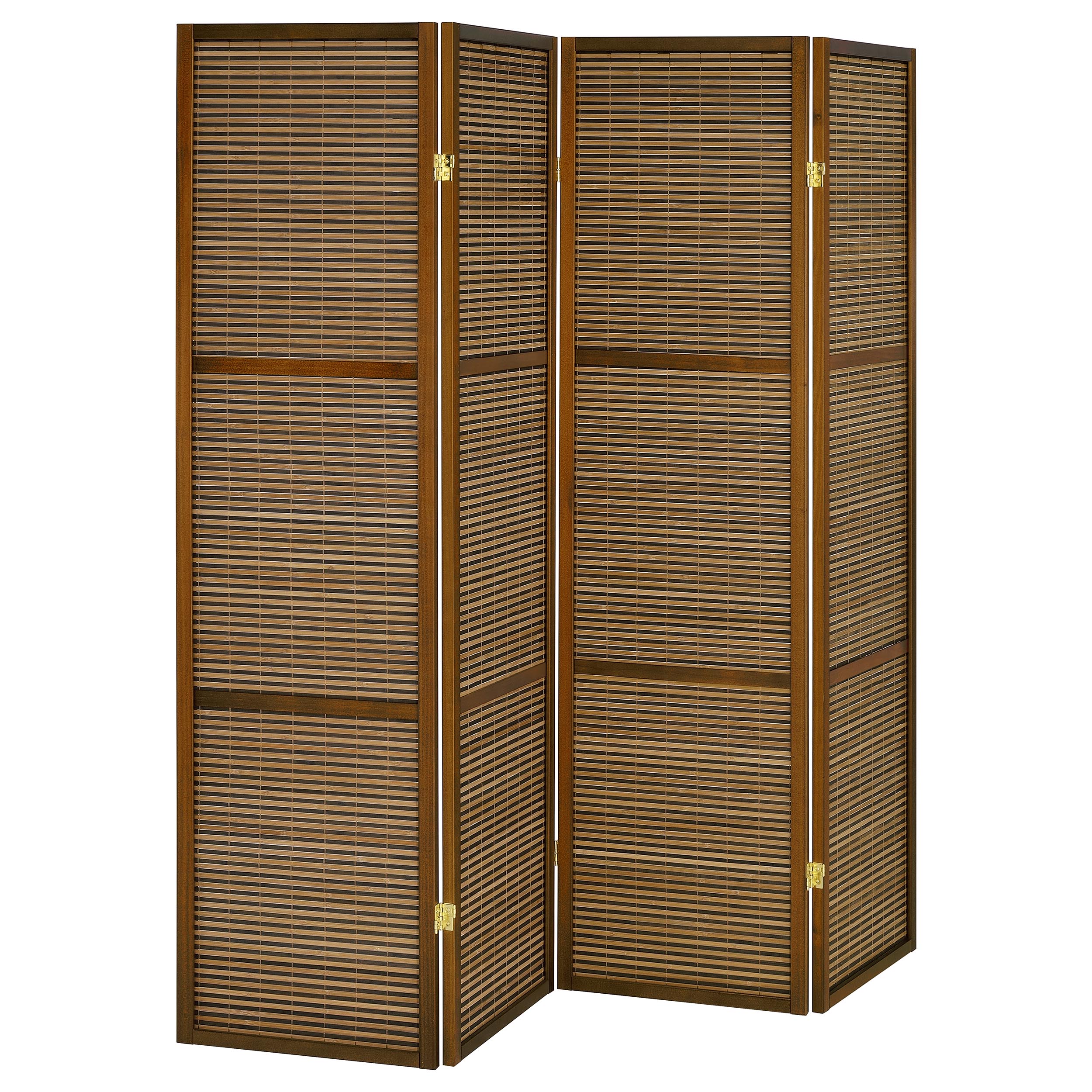 Dar Furniture - Coaster - Browning 4-panel Bamboo Room Divider Folding Screen Walnut - 961638