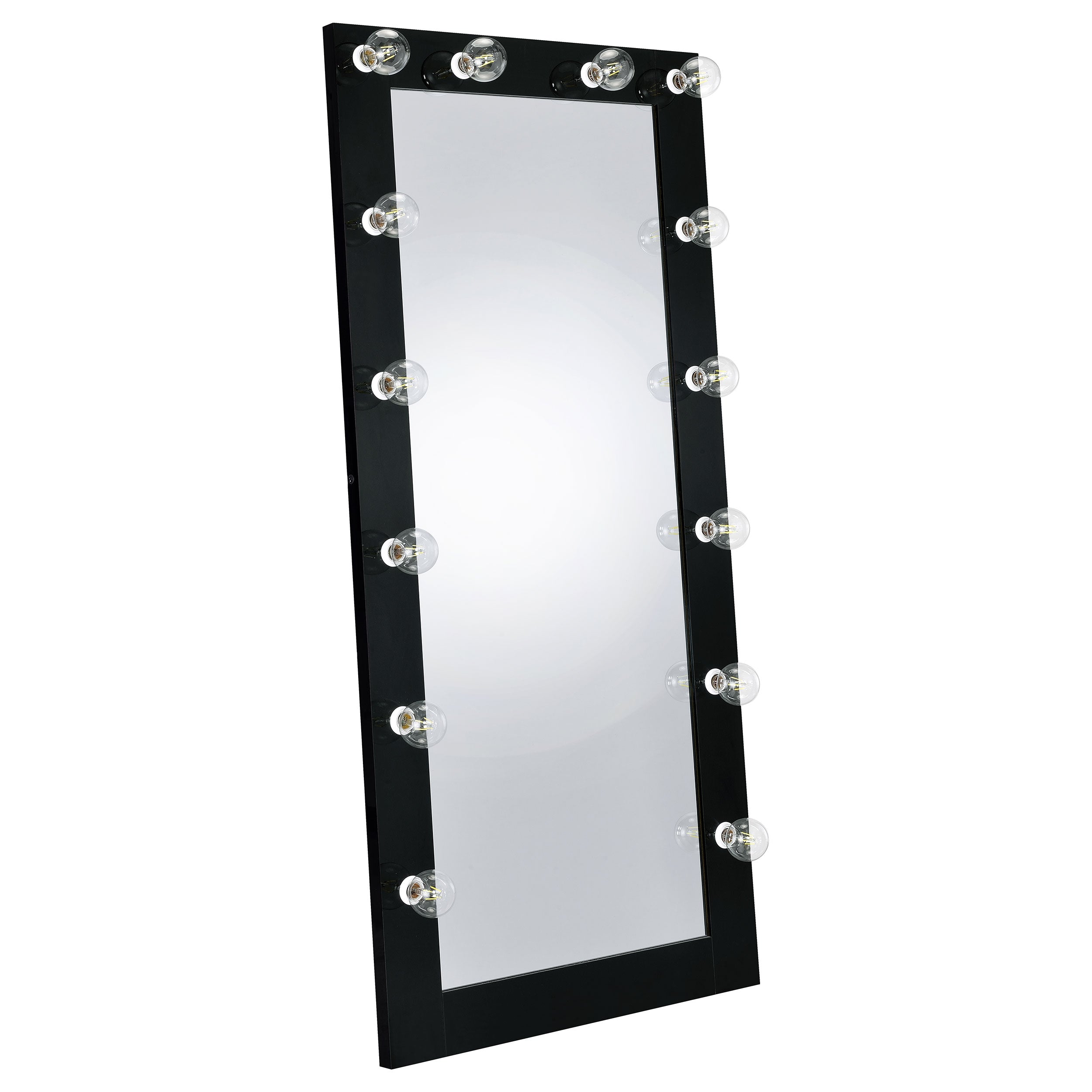 Dar Furniture - Coaster - Zayan 32 x 71 Inch Floor Mirror LED Lighting Black Gloss - 969557