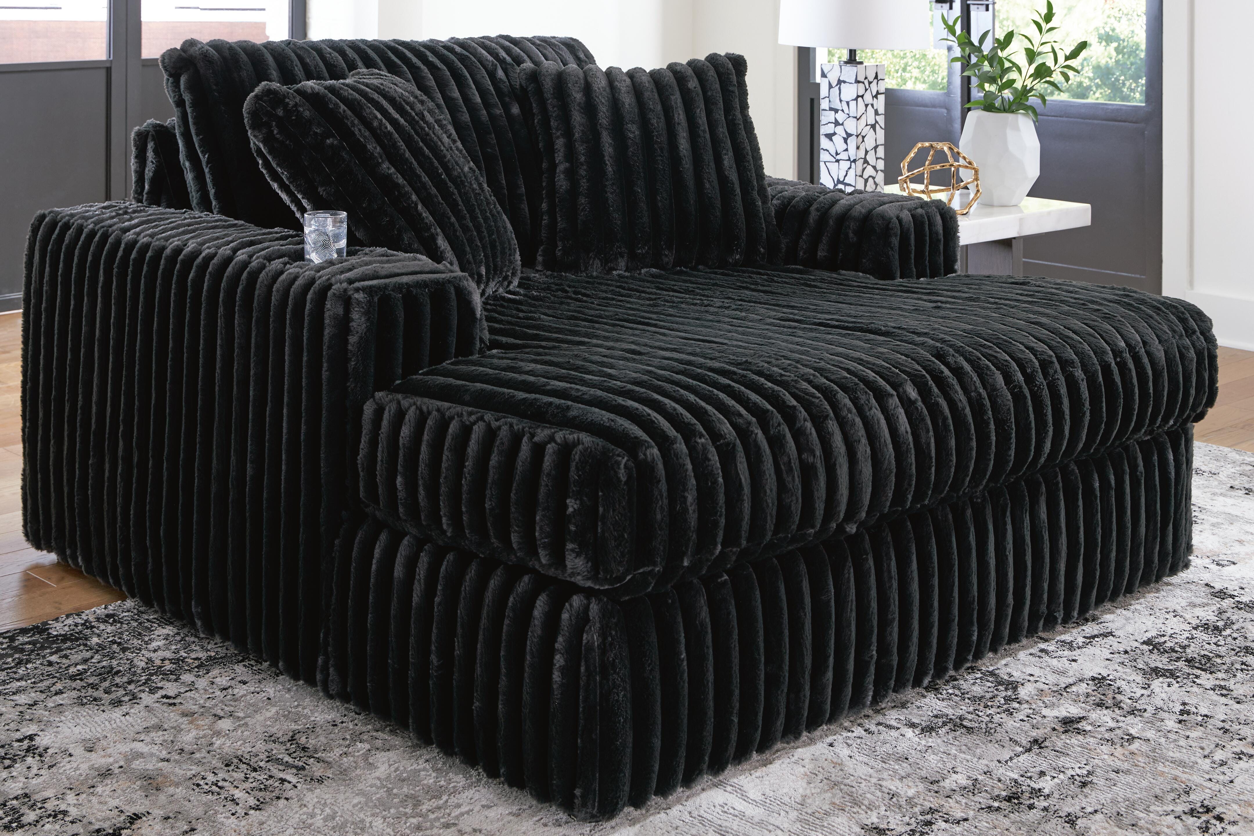 Dar Furniture - Ashley Furniture - Midnight-Madness Oversized Chaise - Oversized Chaise / Onyx - 9810315