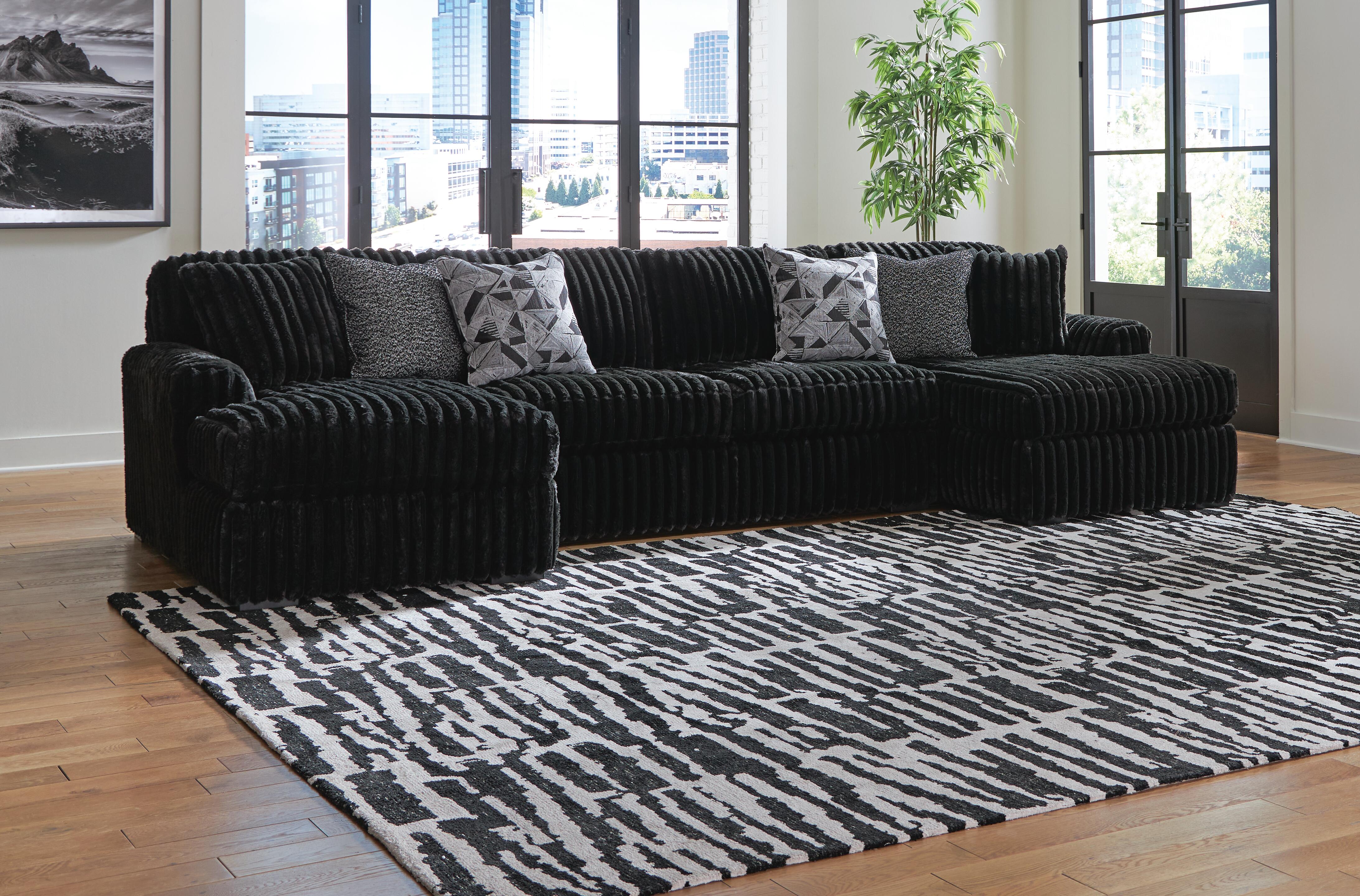 Dar Furniture - Ashley Furniture - Midnight-Madness 3-Piece Sectional with Chaise - RAF 3-Piece Sectional with Chaise / Onyx - 98103S5