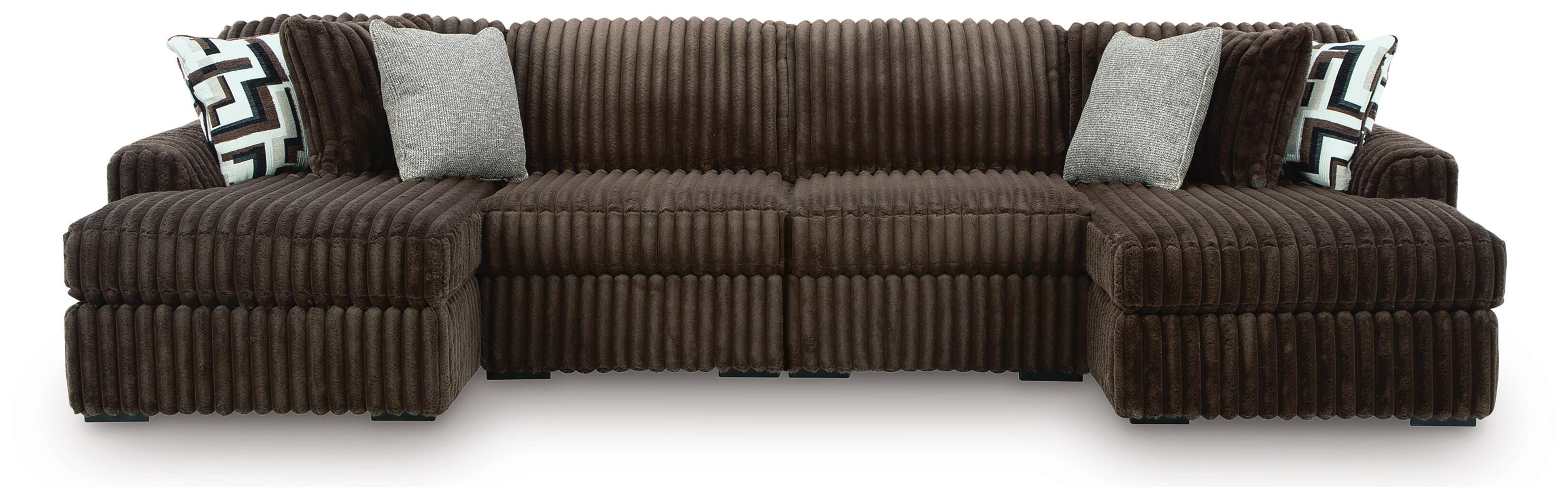 Dar Furniture - Ashley Furniture - Midnight-Madness 4-Piece Double Chaise Sectional - RAF 4-Piece Double Chaise Sectional - 98104S18