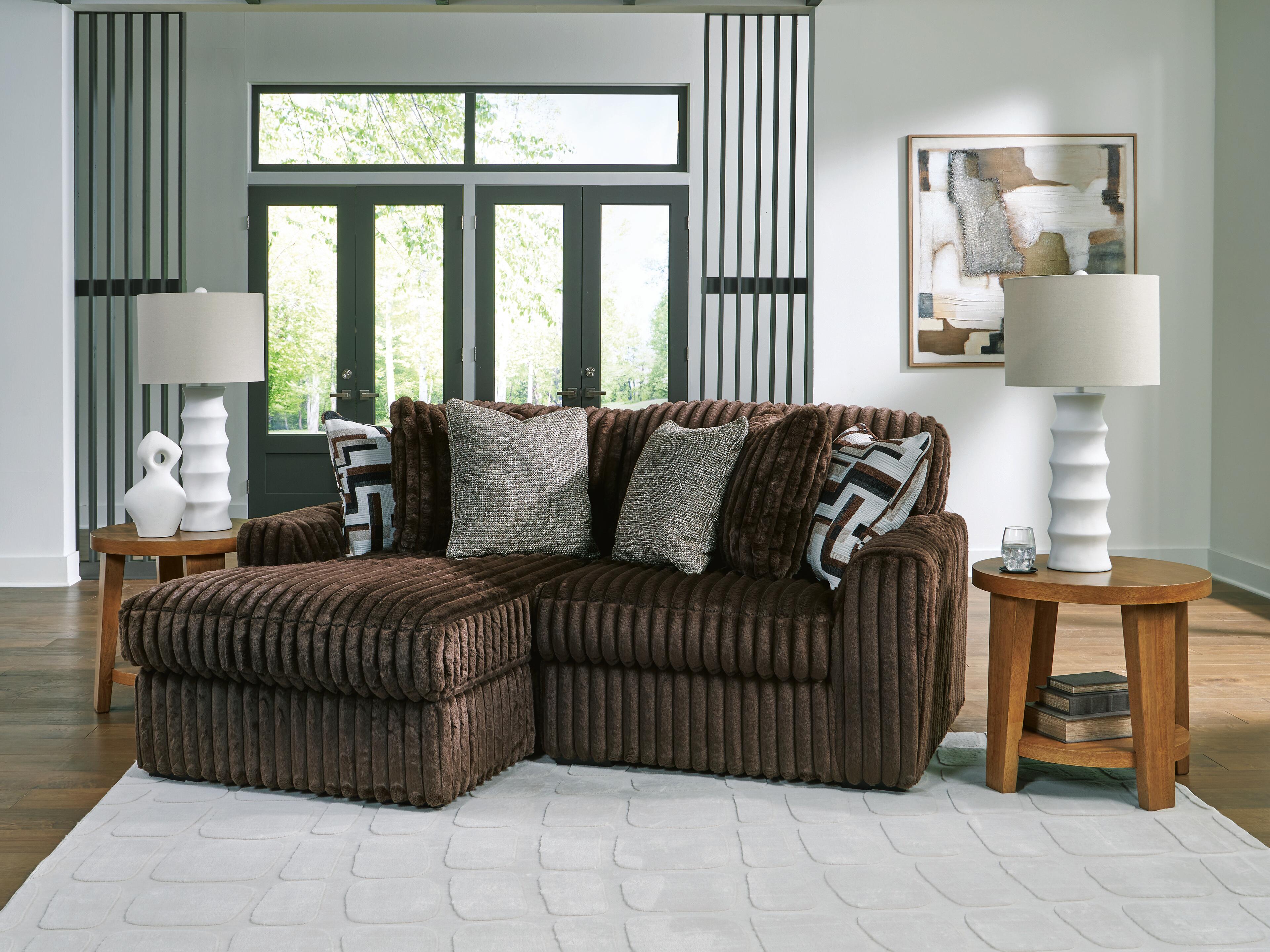 Dar Furniture - Ashley Furniture - Midnight-Madness 2-Piece Sectional with Chaise - RAF 2-Piece Sectional with Chaise / Chocolate - 98104S13