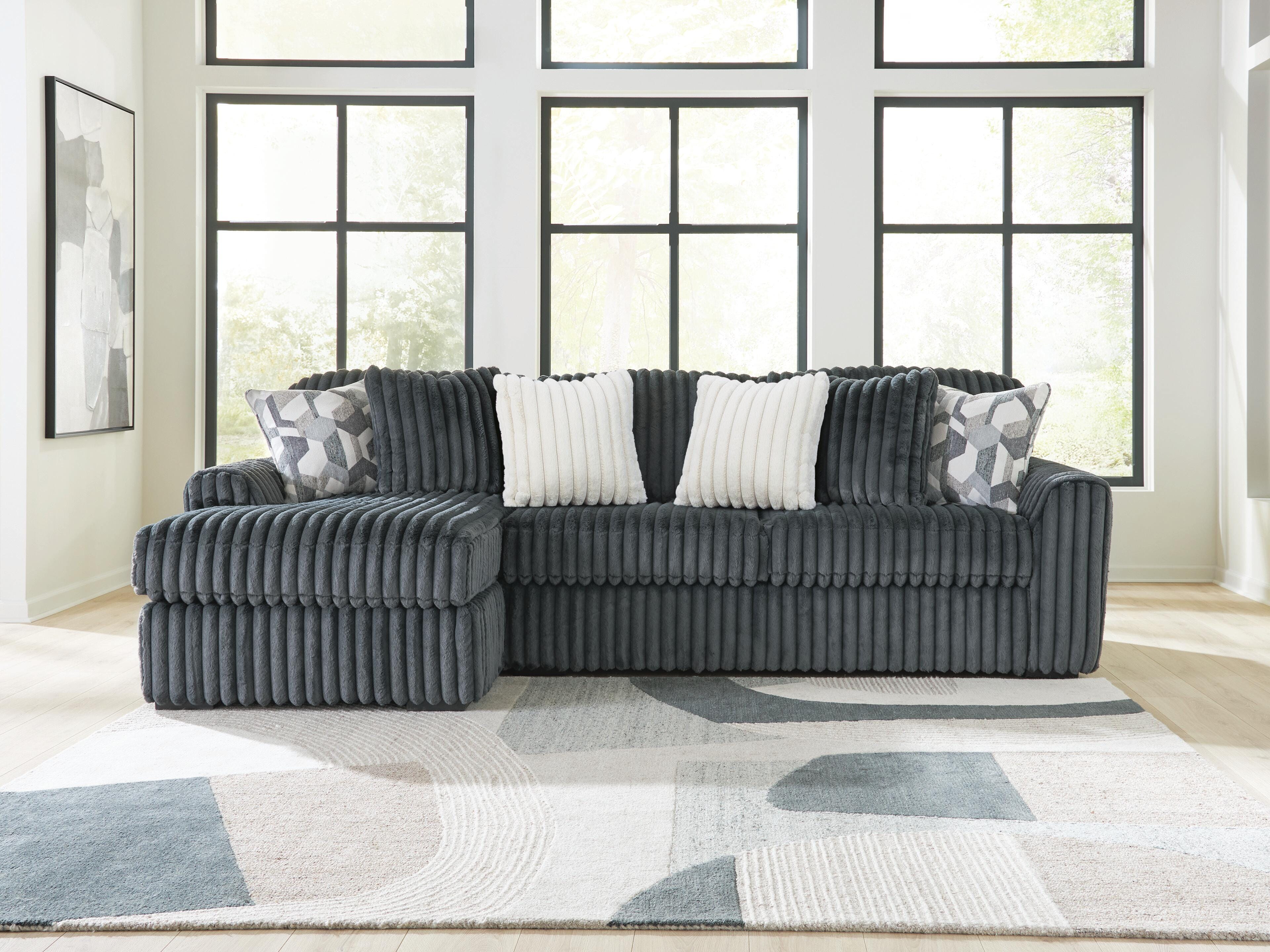 Dar Furniture - Ashley Furniture - Midnight-Madness 2-Piece Sectional Sofa Chaise - RAF 2-Piece Sectional Sofa Chaise / Gunmetal - 98105S4