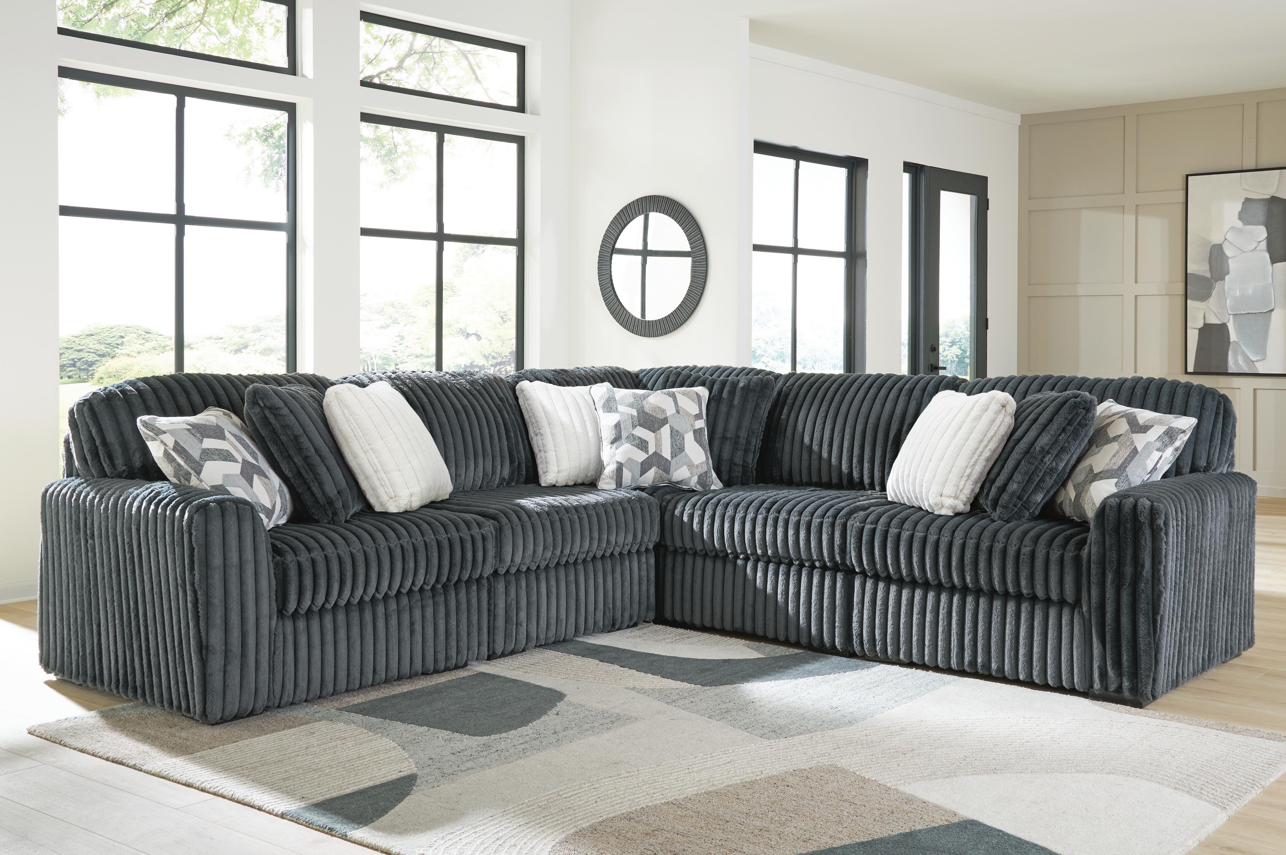 Dar Furniture - Ashley Furniture - Midnight-Madness 5-Piece Sectional - RAF 5-Piece Sectional / Gunmetal - 98105S27