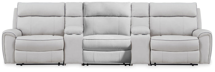 Social Pointe 5-Piece Reclining Sectional with Storage Consoles