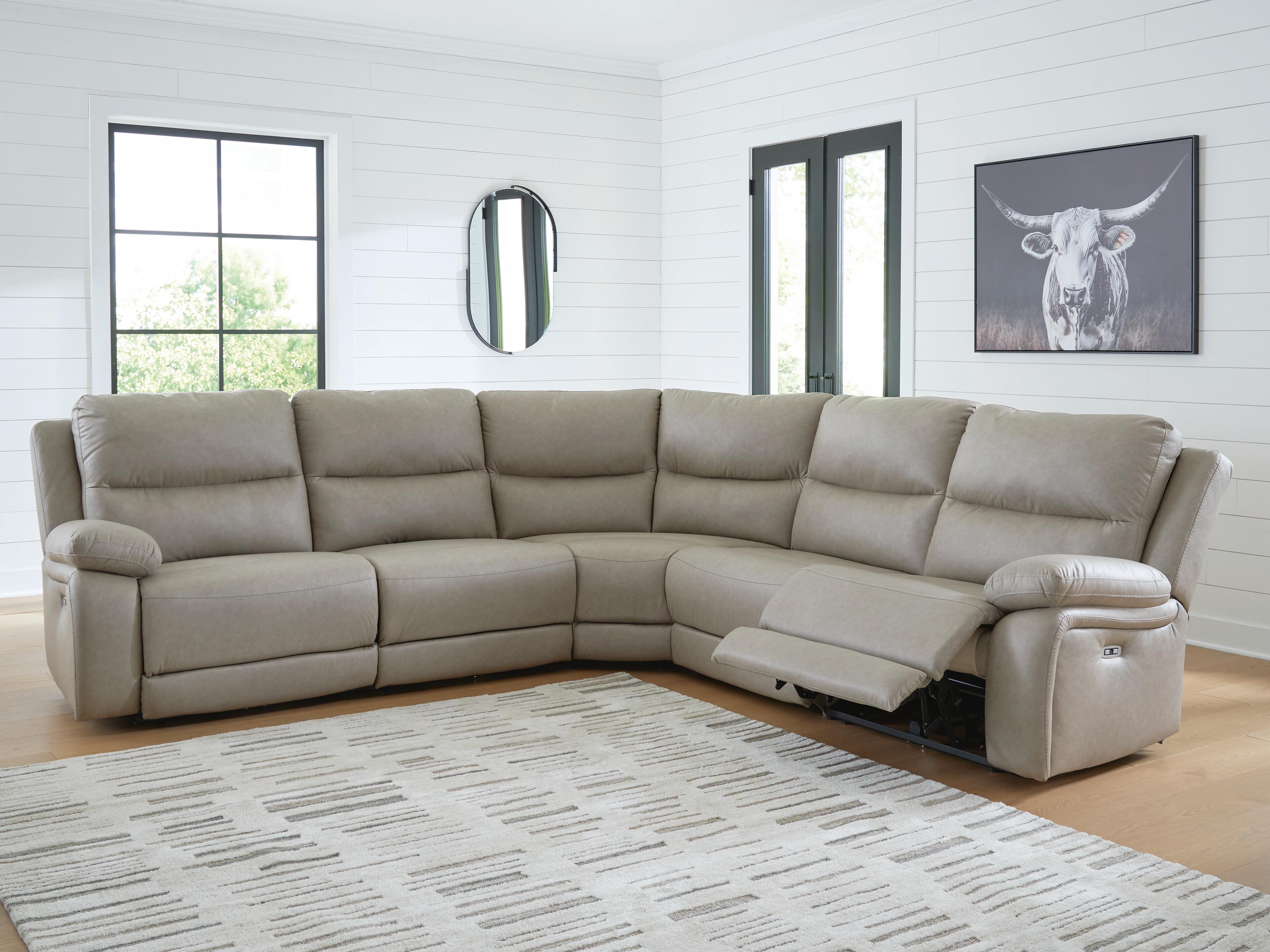 Dar Furniture - Ashley Furniture - Narwhal Place 5-Piece Power Reclining Sectional - 5-Piece Power Reclining Sectional / Pebble - PC99201S8