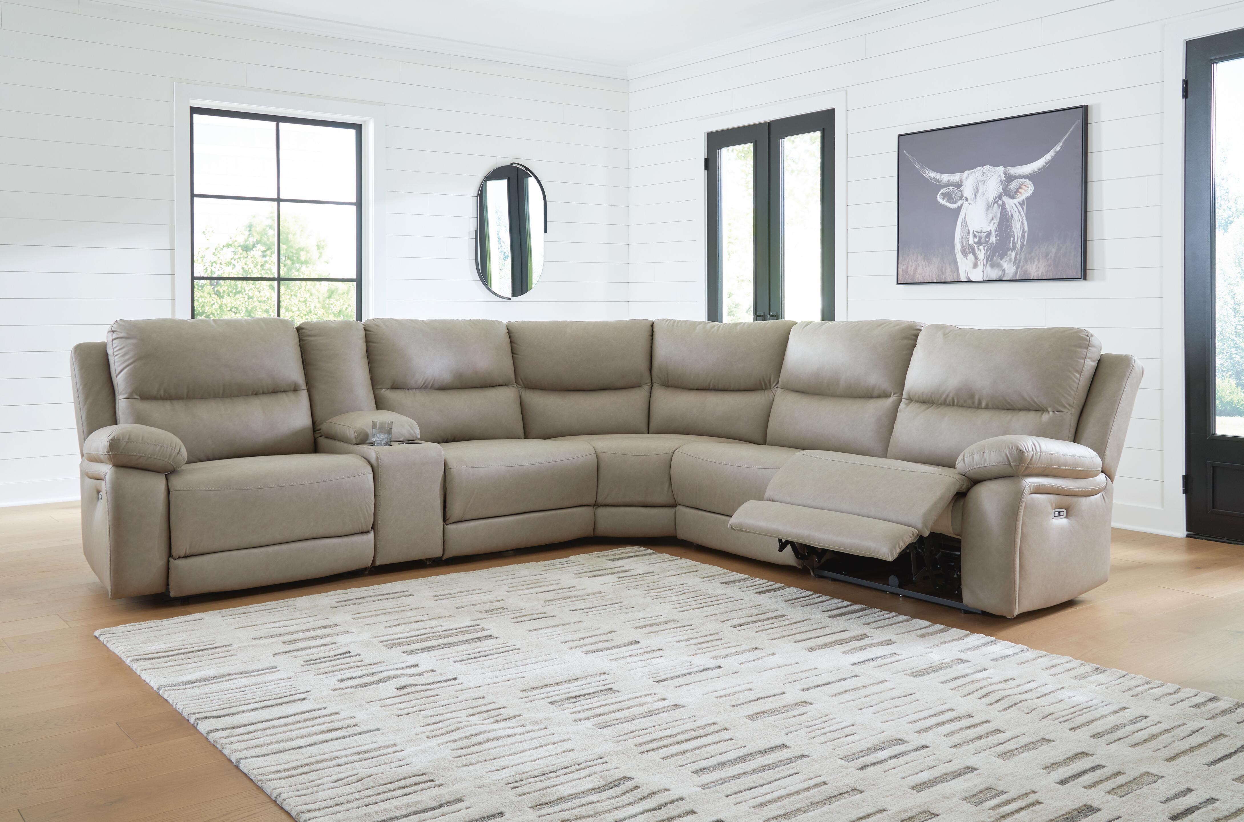 Dar Furniture - Ashley Furniture - Narwhal Place 6-Piece Power Reclining Sectional - 6-Piece Power Reclining Sectional / Pebble - PC99201S10