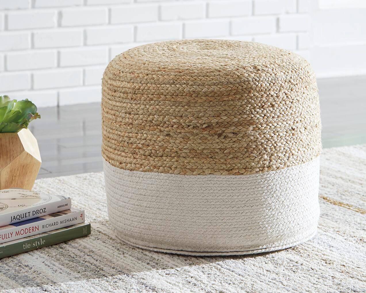 Dar Furniture - Ashley Furniture - Sweed Valley Pouf - Pouf / Natural/White - A1000420