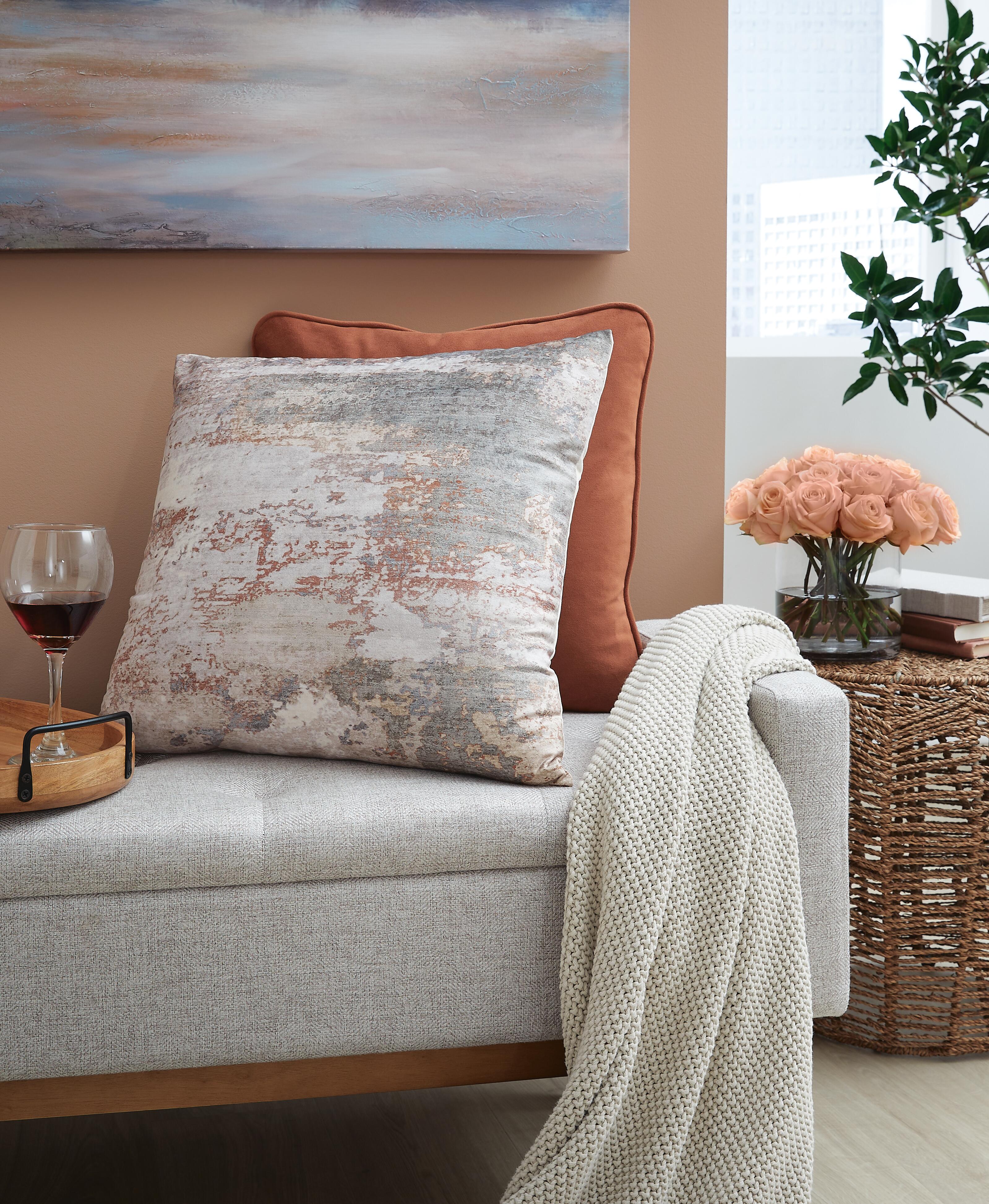 Dar Furniture - Ashley Furniture - Edinfielders Pillow (Set of 4) - Pillow (4/CS) / Cream/Gray/Rust - A1001094