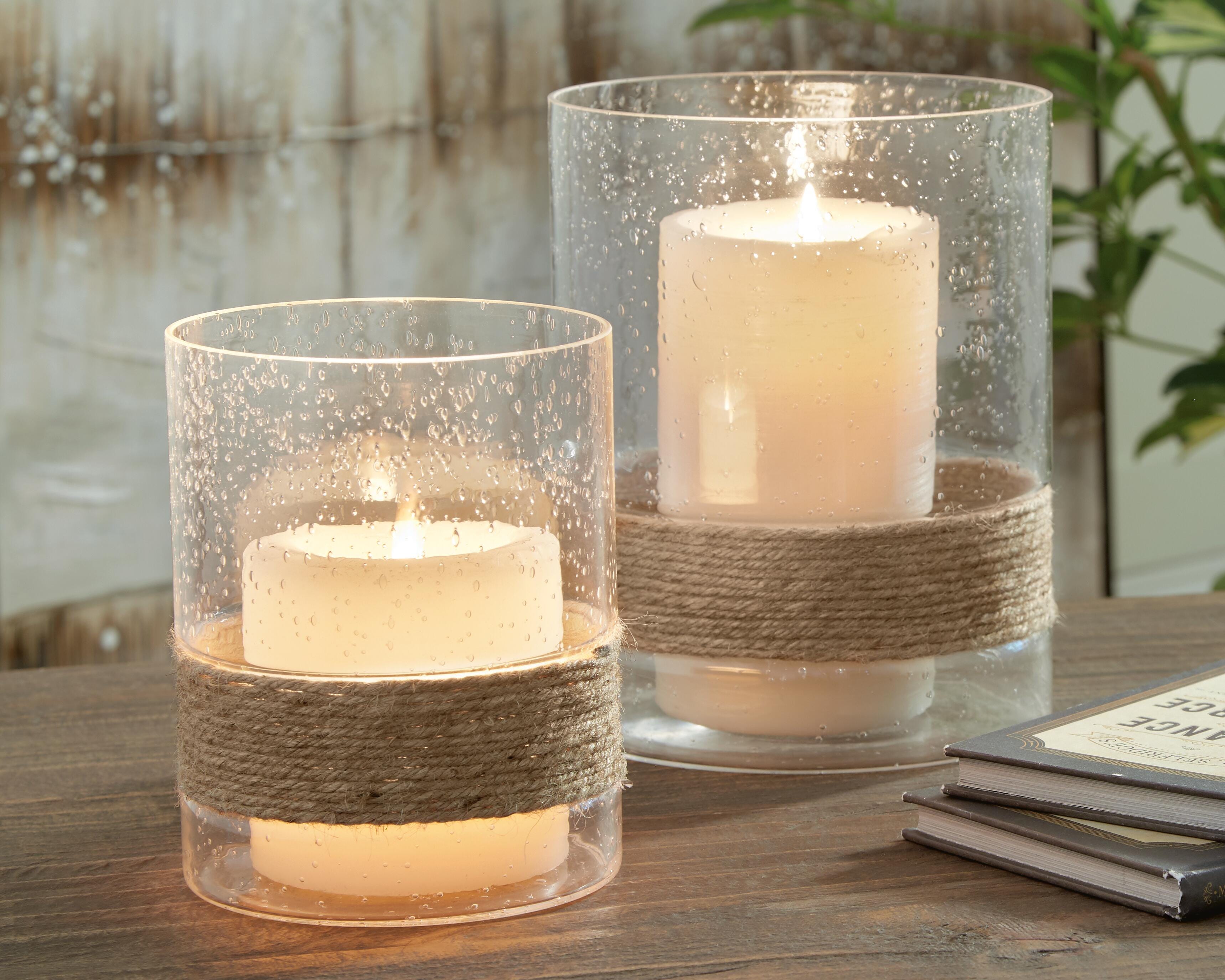 Dar Furniture - Ashley Furniture - Eudocia Candle Holder (Set of 2) - Candle Holder Set (Set of 2) / Clear - A2000456