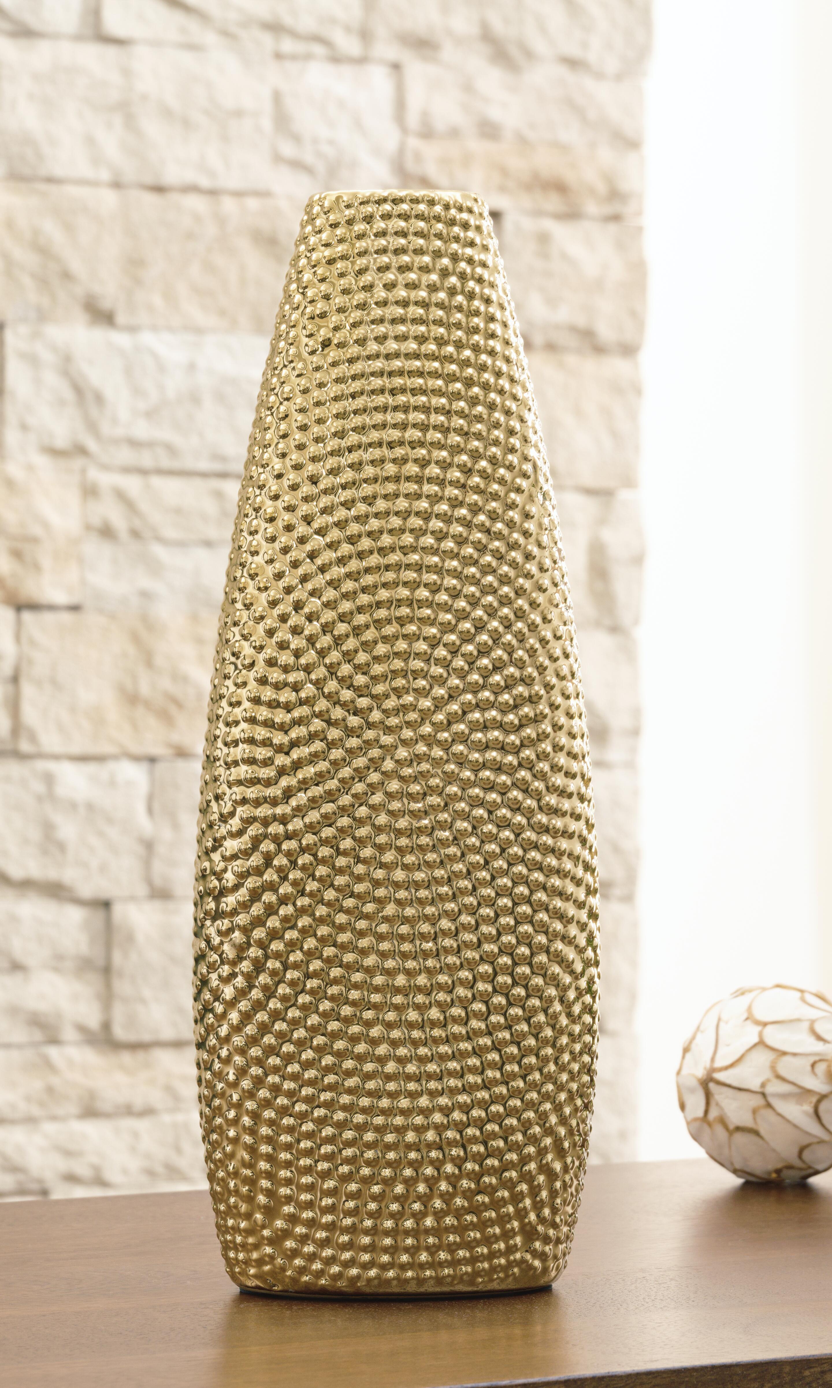 Dar Furniture - Ashley Furniture - Efim Vase - Vase / Gold Finish - A2000576