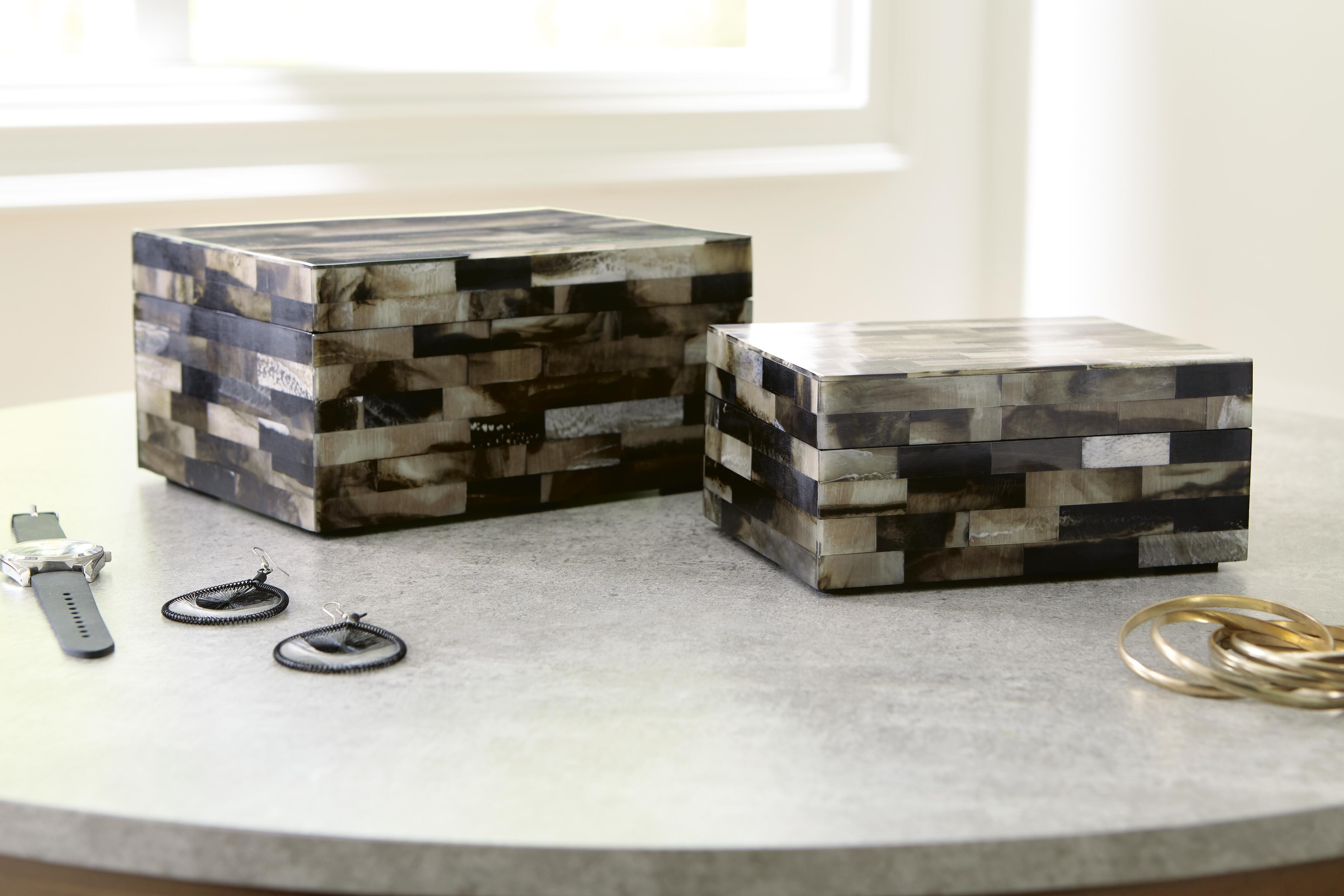 Dar Furniture - Ashley Furniture - Ellford Box (Set of 2) - Box Set (Set of 2) / Black/Brown/Cream - A2000596