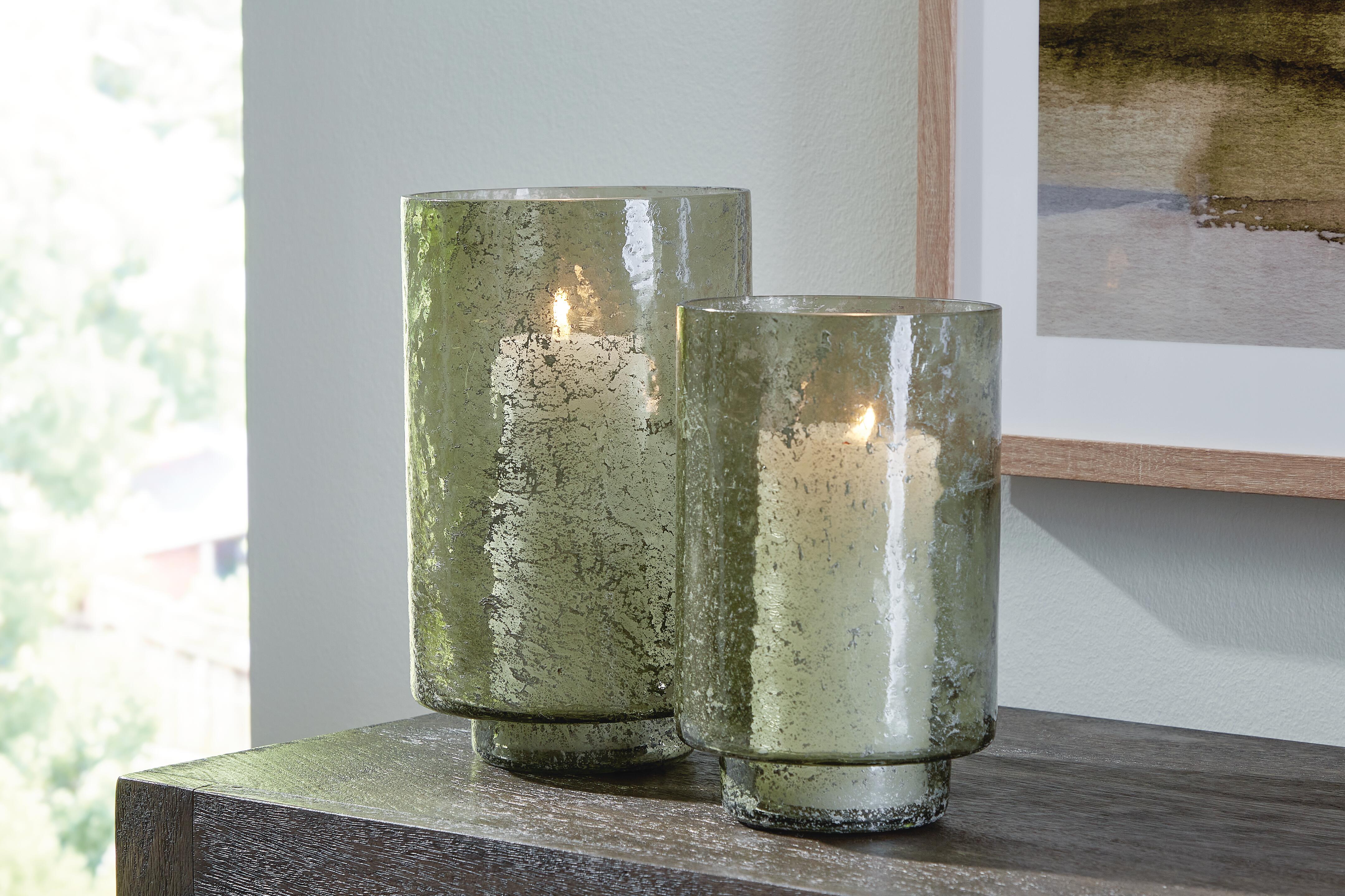 Dar Furniture - Ashley Furniture - Clarkton Candle Holder Set (Set of 2) - Candle Holder Set (Set of 2) / Green - A2000623