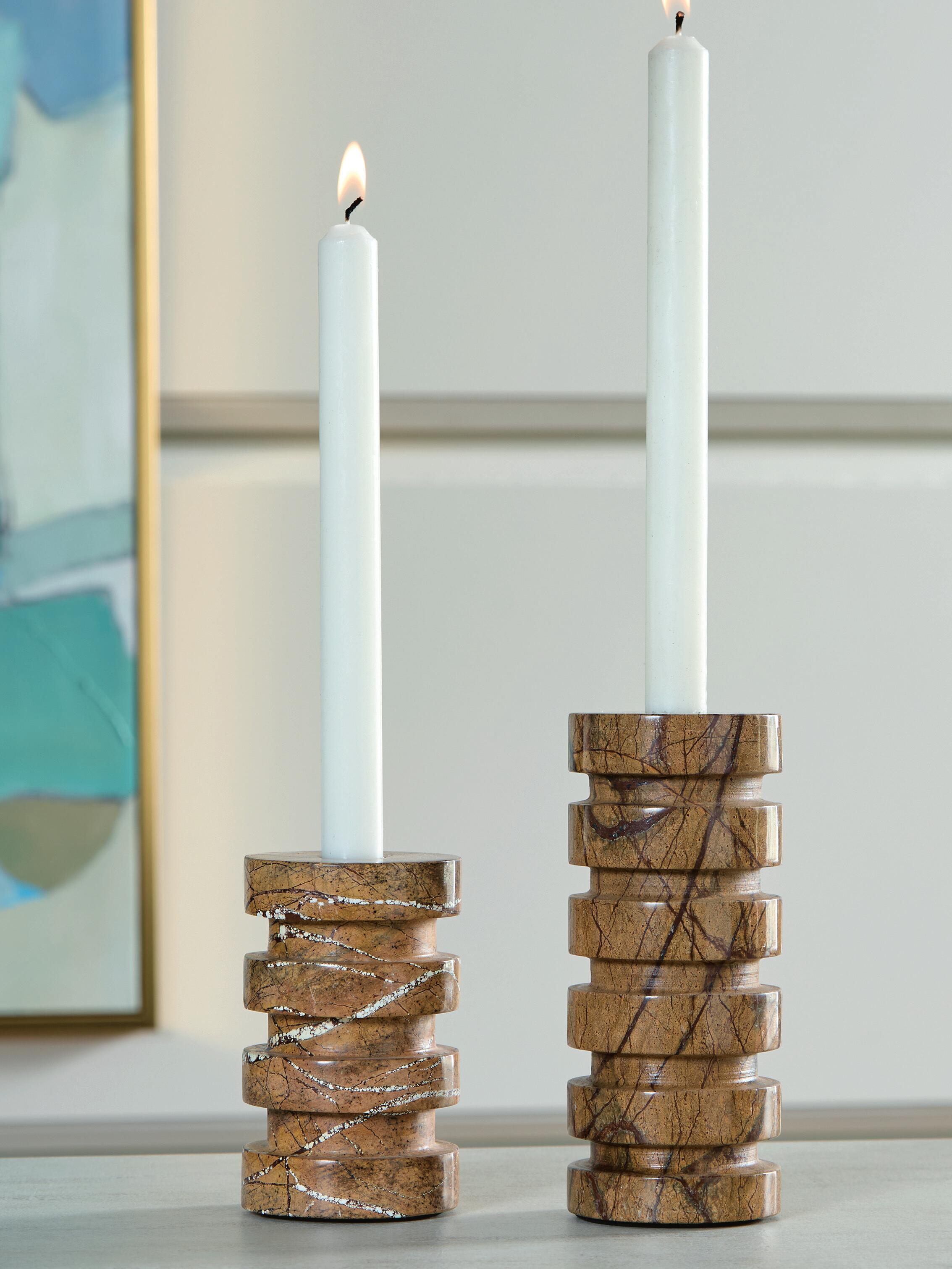 Dar Furniture - Ashley Furniture - Emsleyfield Candle Holder Set (Set of 2) - Candle Holder Set (Set of 2) / Tan - A2000735