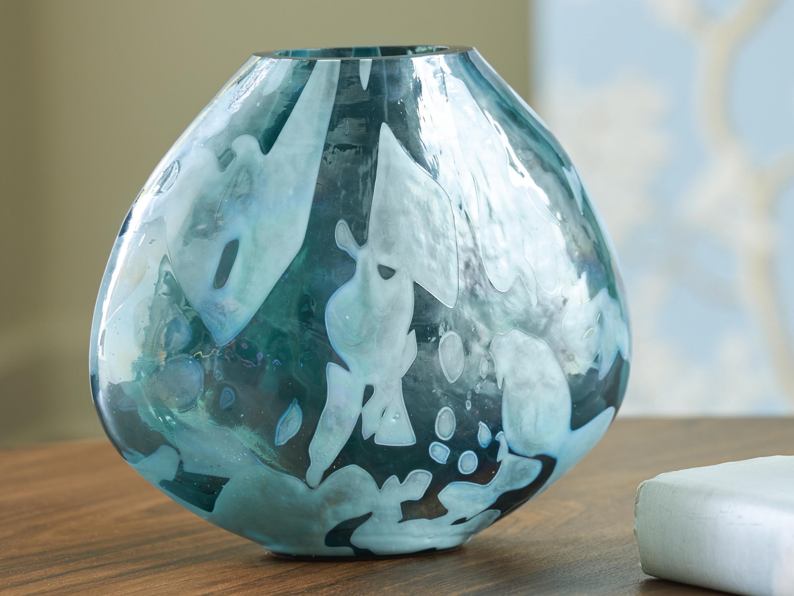 Dar Furniture - Ashley Furniture - Cartshaw Vase - Vase / Iridescent Teal - A2000738