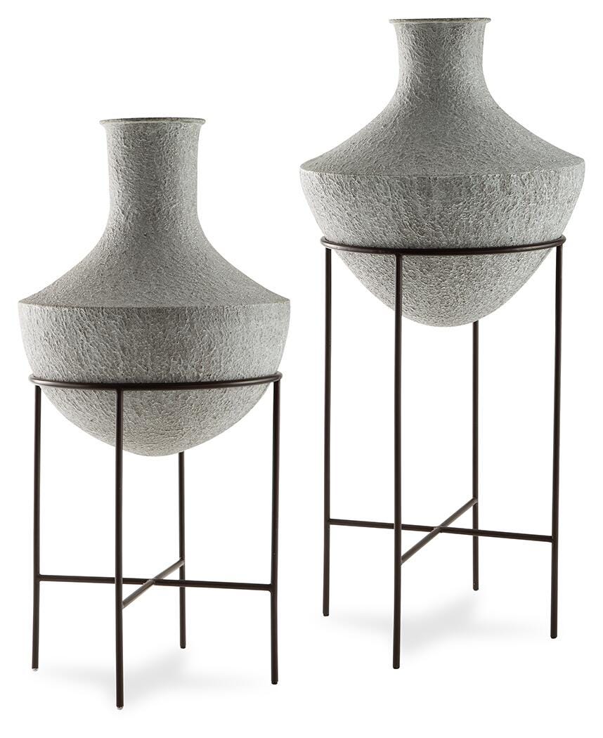 Dar Furniture - Ashley Furniture - Estonbank Vase Set - Vase Set / Distressed Cream - A2000748A1