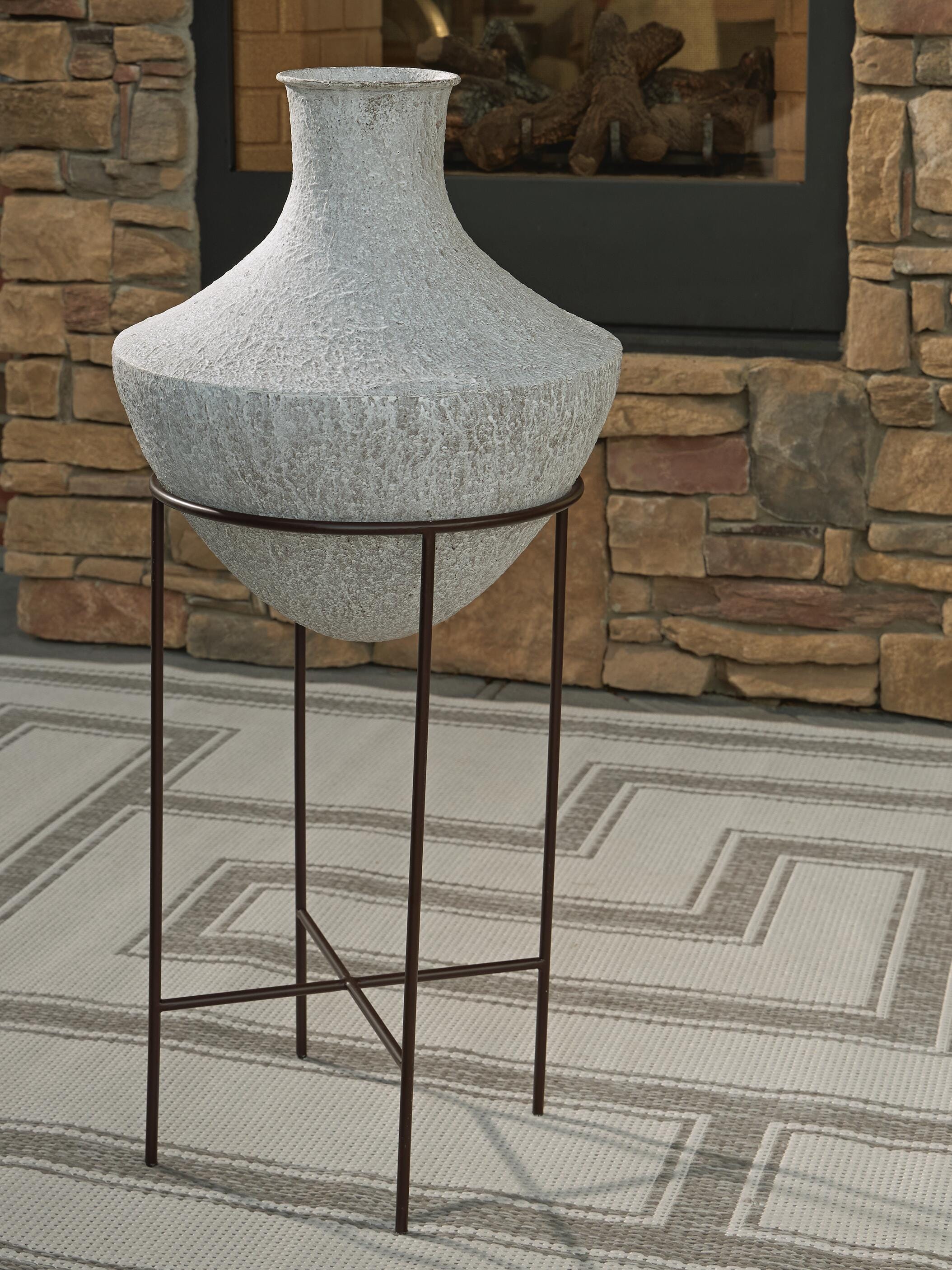 Dar Furniture - Ashley Furniture - Estonbank Vase - Vase / Distressed Cream - A2000748